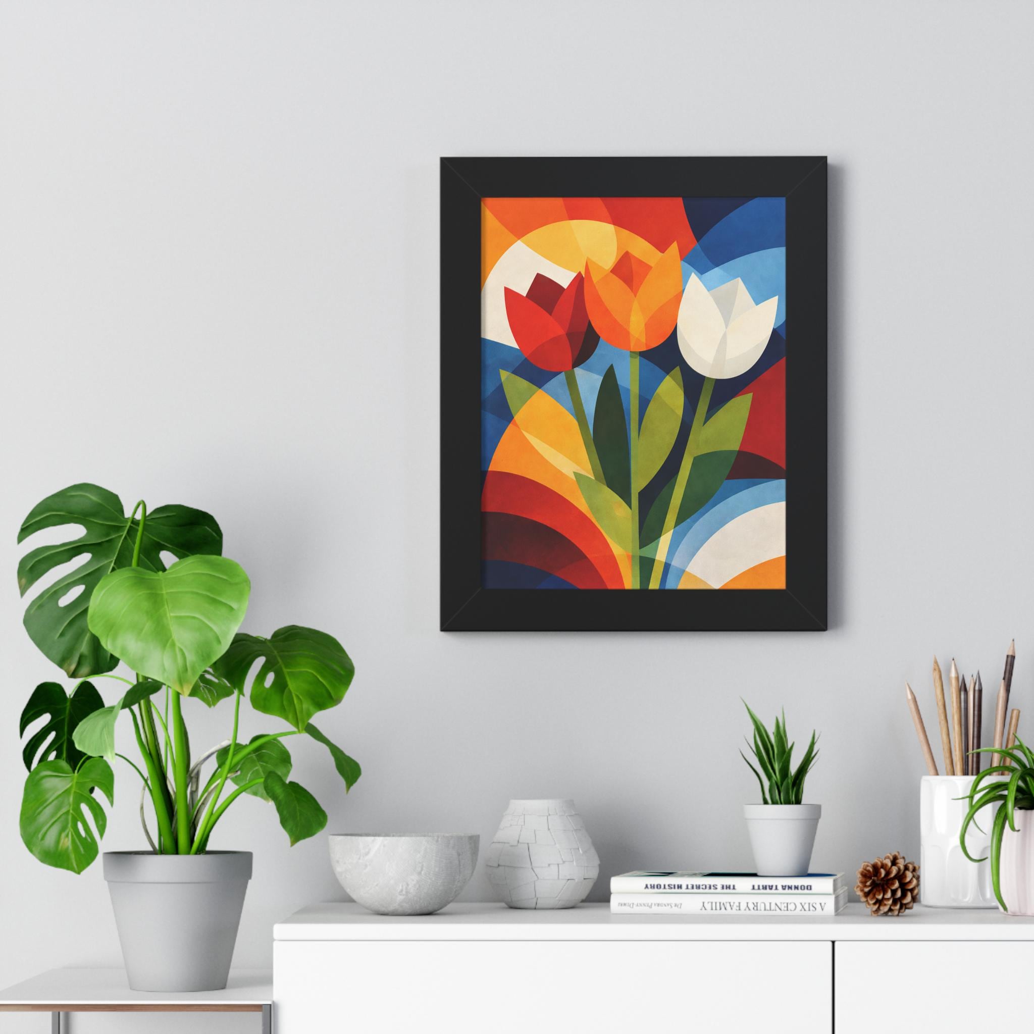 Abstract Tulip Wall Art Print | Dutch Floral Decor | Netherlands Tulip Art | Modern Scandinavian Wall Decor | Colorful Botanical Poster