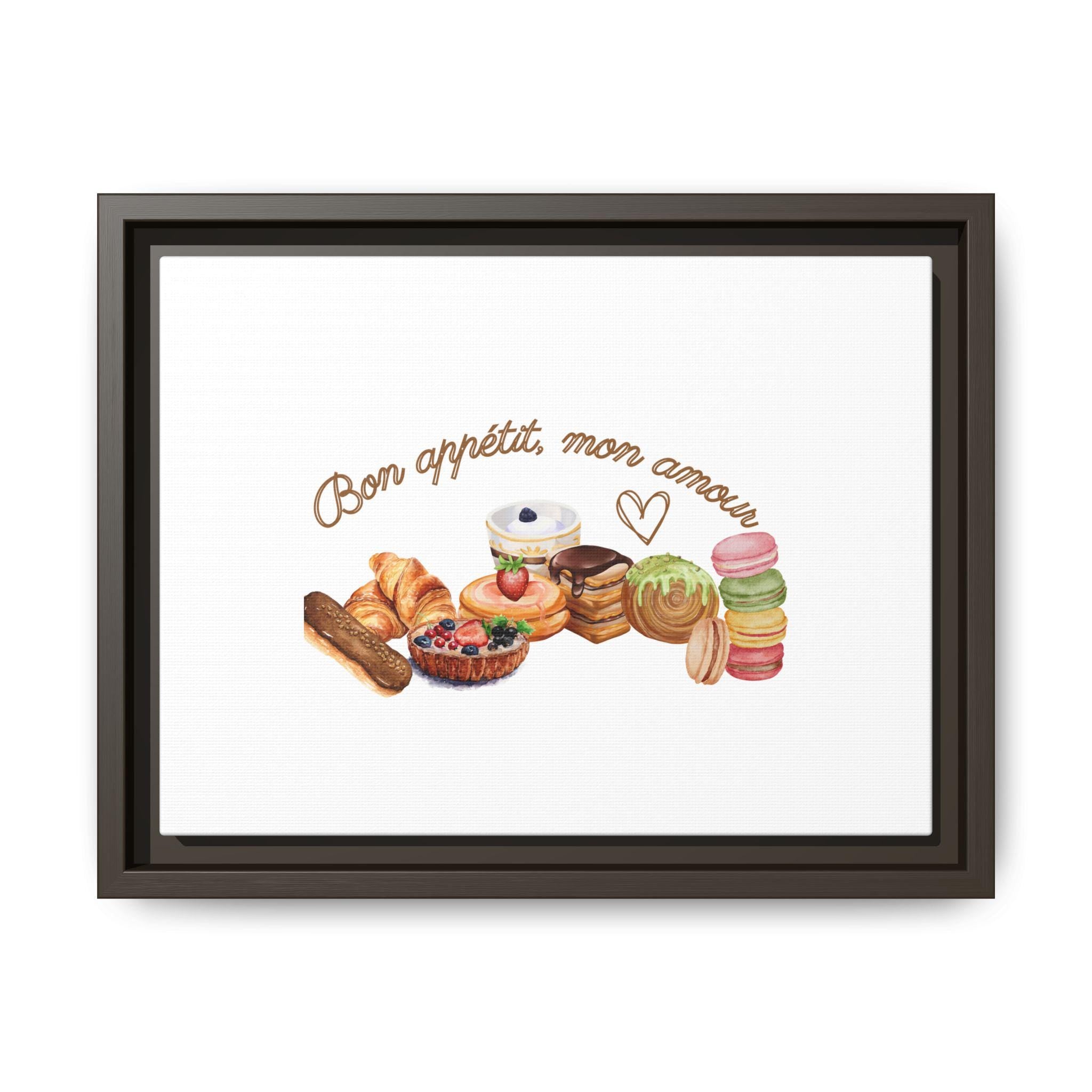French Desserts Canvas Wall Art: Bon Appétit Mon Amour Kitchen Decor