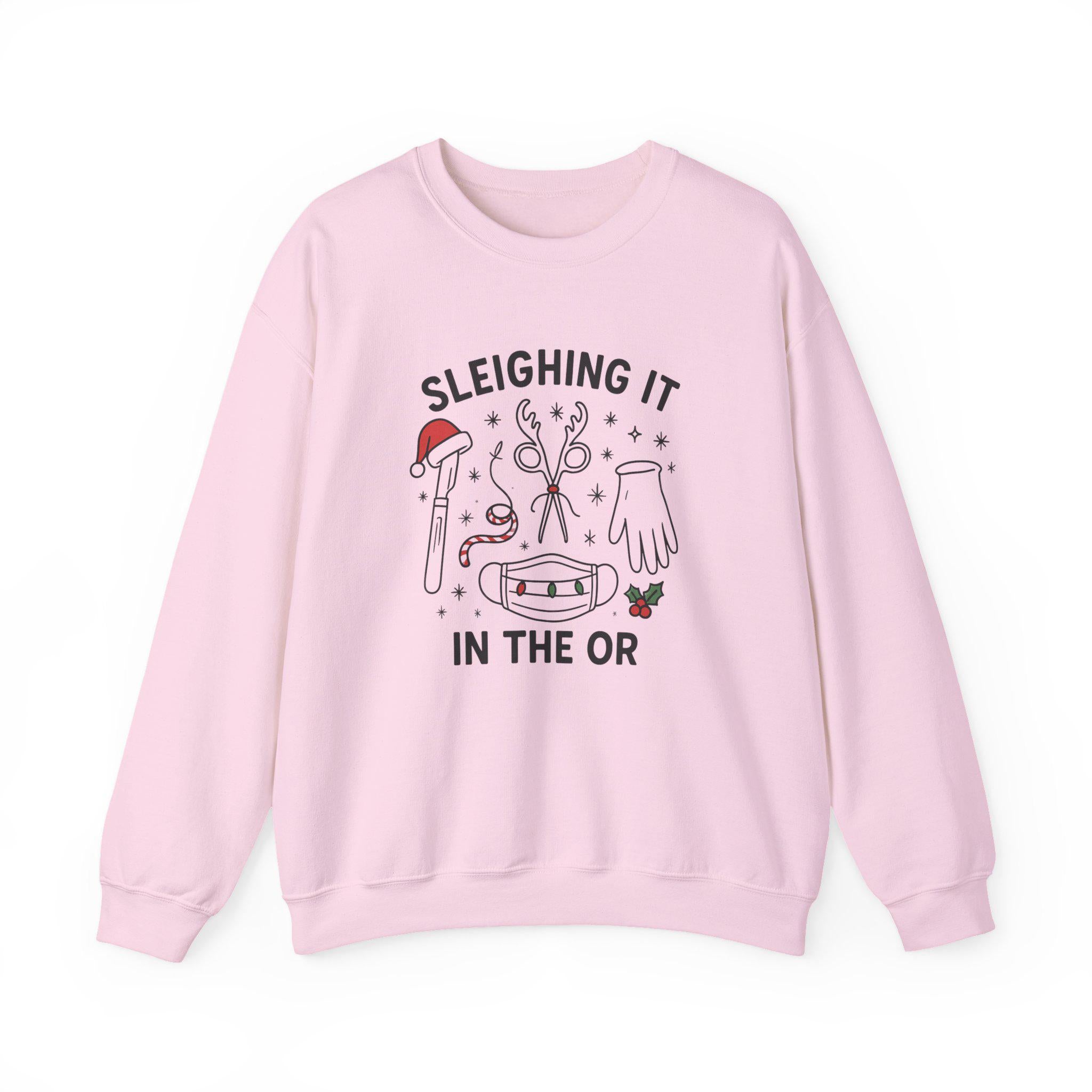 Surgery Christmas Sweatshirt – Sleighing It in the OR Crewneck, Medical Holiday Sweater for Nurses, Techs & Surgeons