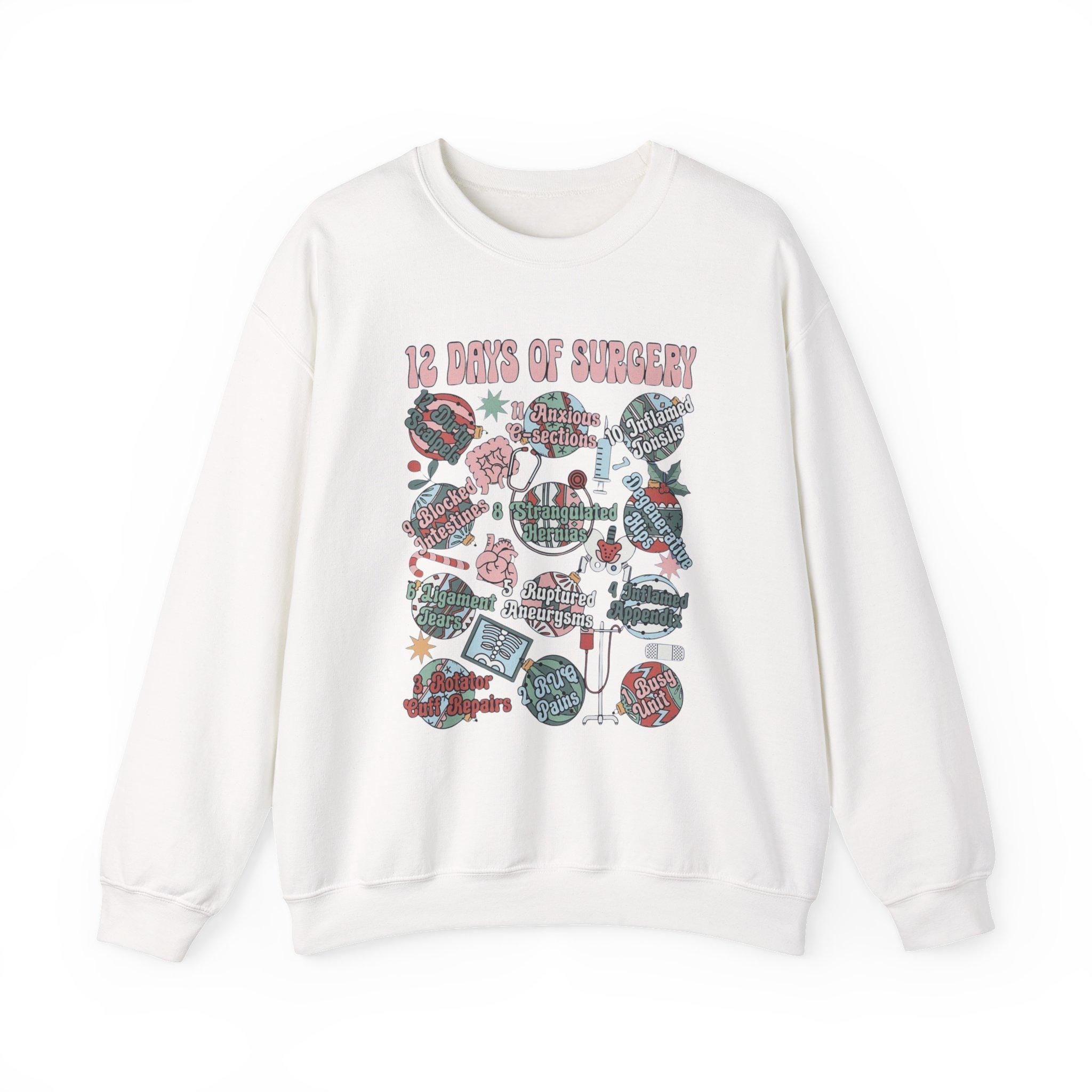 12 Days of Surgery Christmas Sweatshirt | Medical Holiday Crewneck for Scrub Techs Nurses Surgeons CRNA