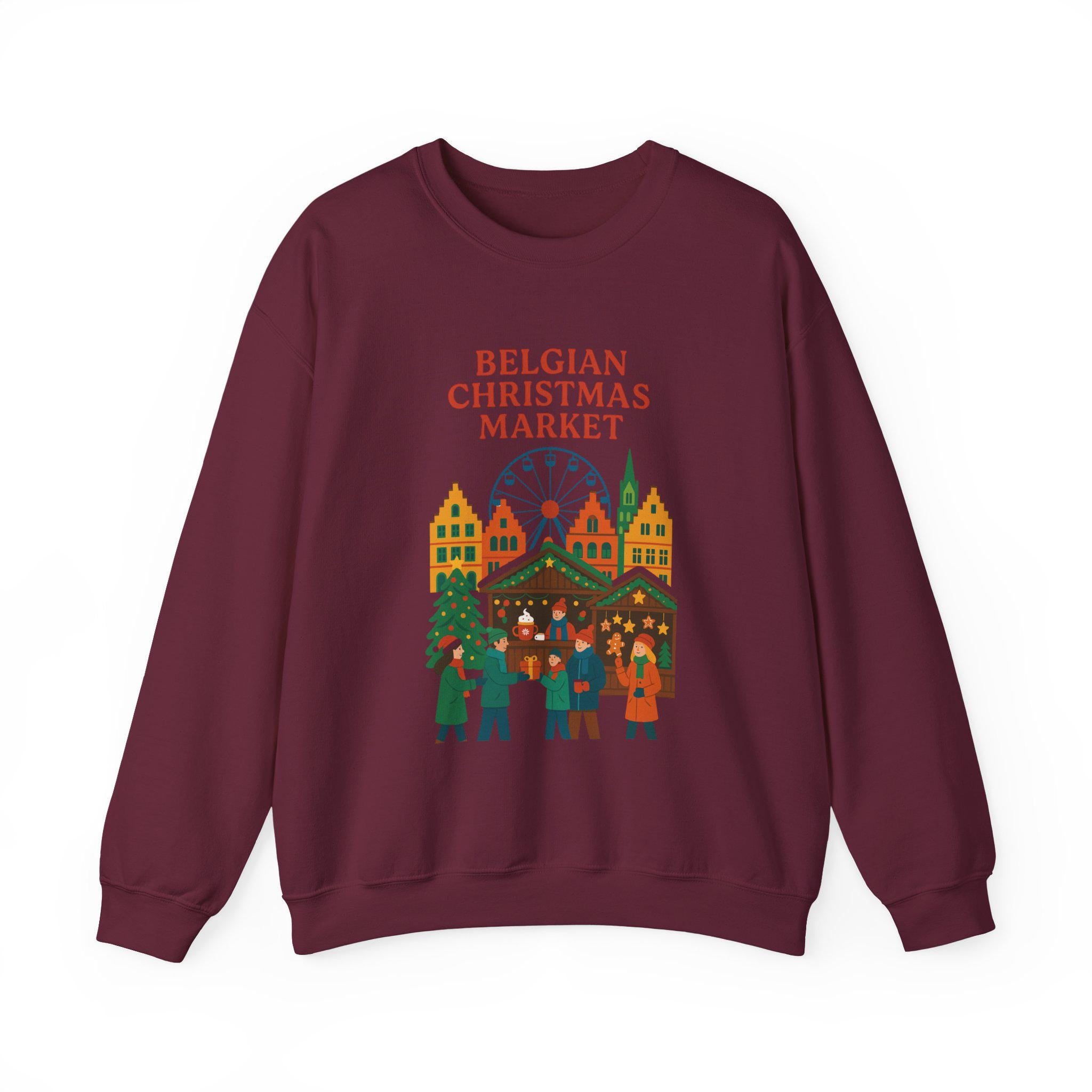 Belgian Christmas Market Sweatshirt, Sinterklaas Holiday Crewneck, European Winter Market Pullover, Cozy Belgian Gift, Christmas Village