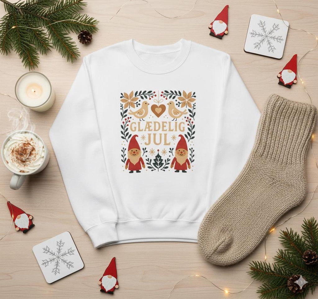 Danish Christmas Sweatshirt • Glædelig Jul Nordic Crewneck • Scandinavian Holiday Sweater • Hygge Christmas Jumper