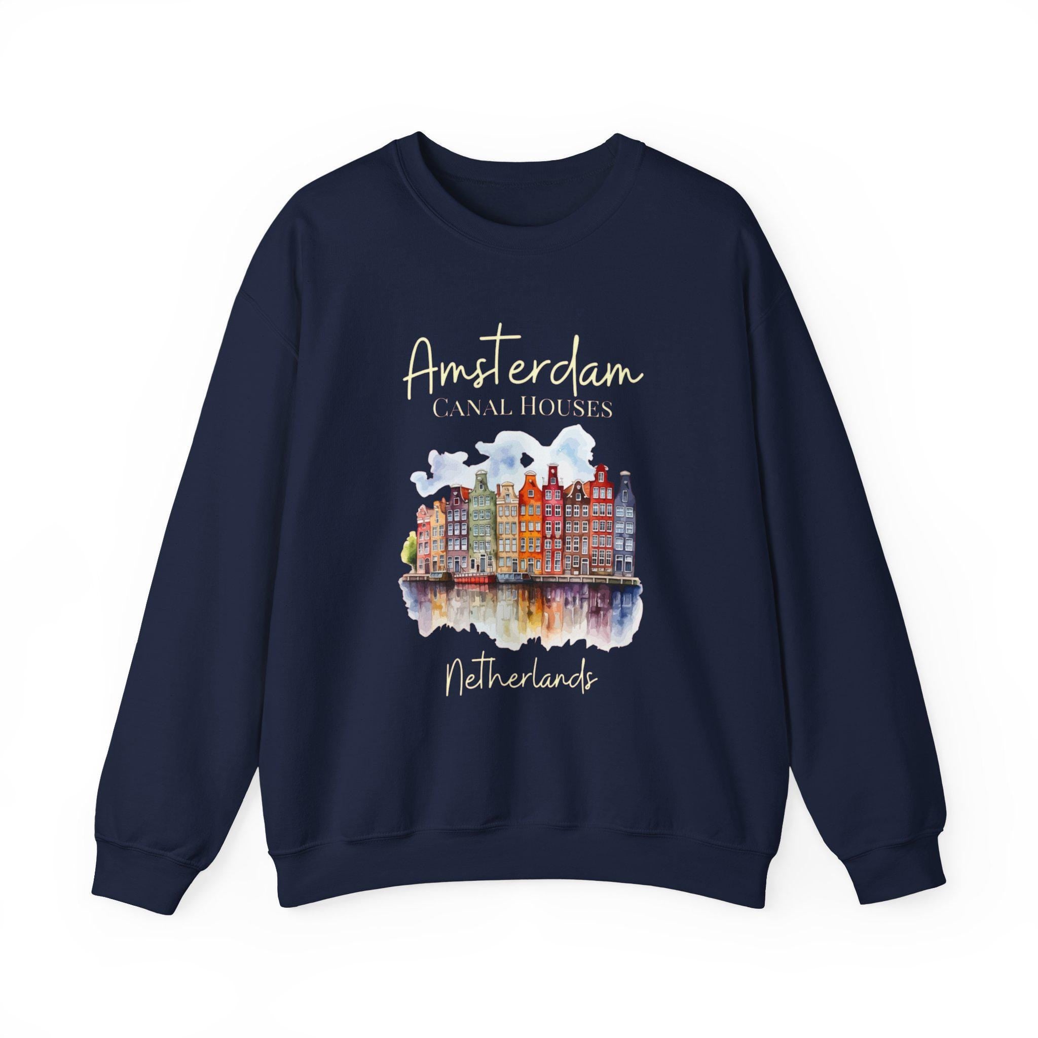 Amsterdam Canal Houses Sweatshirt • Dutch Architecture Crewneck • Cozy Netherlands Cityscape Pullover • Holland Travel Gift