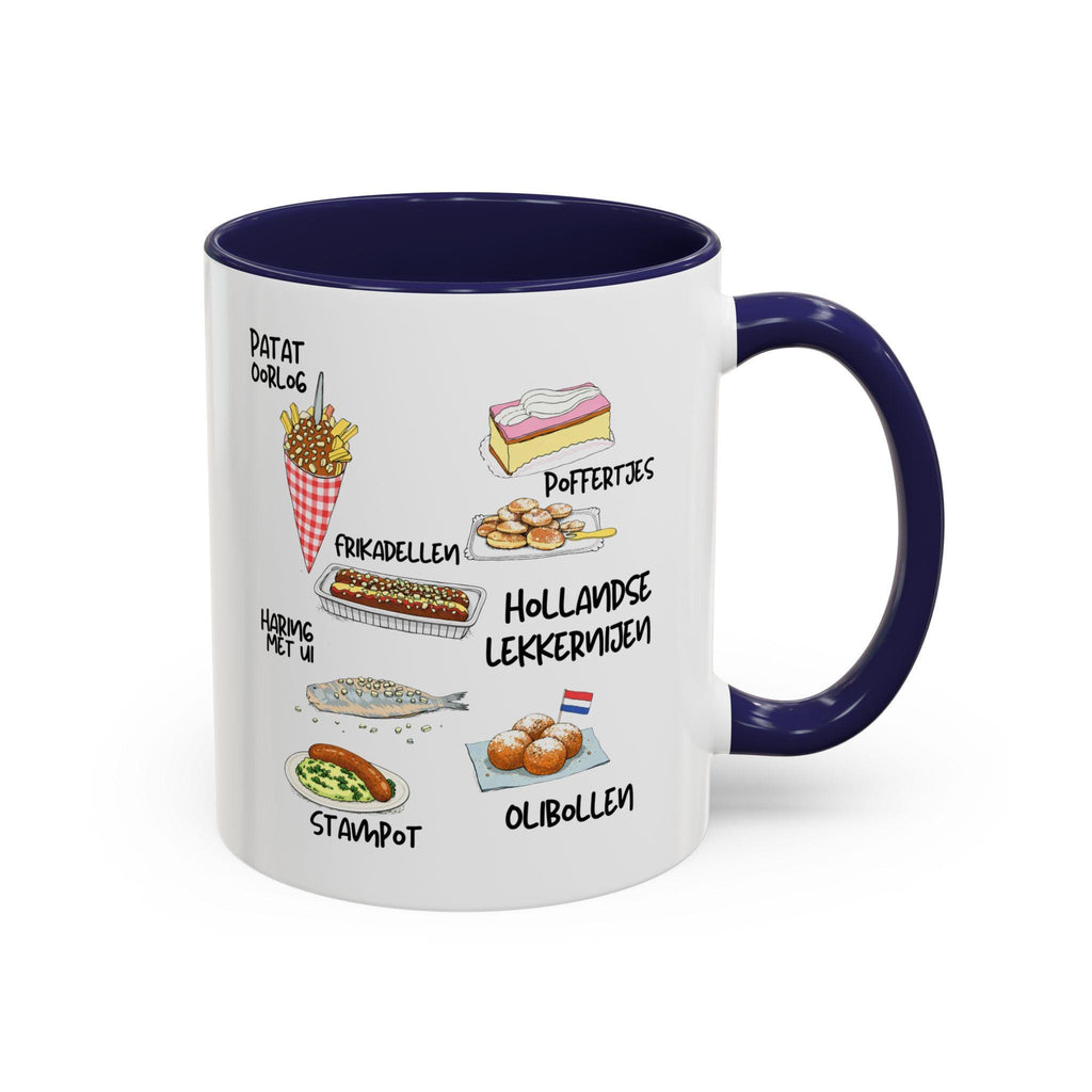 Hollandse Lekkernijen Mug | Dutch Food Illustration Coffee Cup | Patat Oorlog, Oliebollen, Stroopwafel Vibes | Netherlands Gift