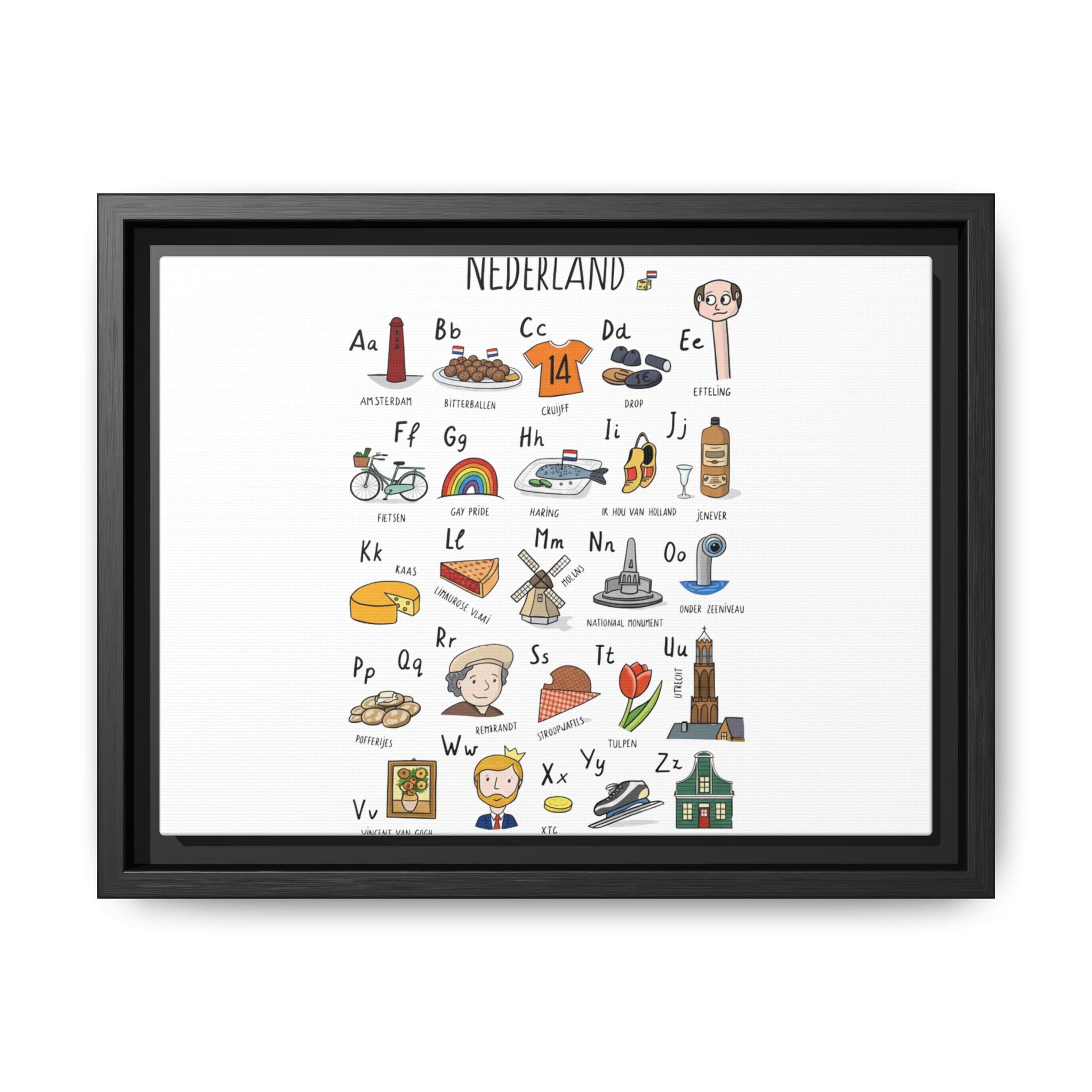 Netherlands Alphabet Print | Dutch A Z Wall Art | Scandinavian Nursery Decor | Minimalist Educational Poster | Framed or Unframed