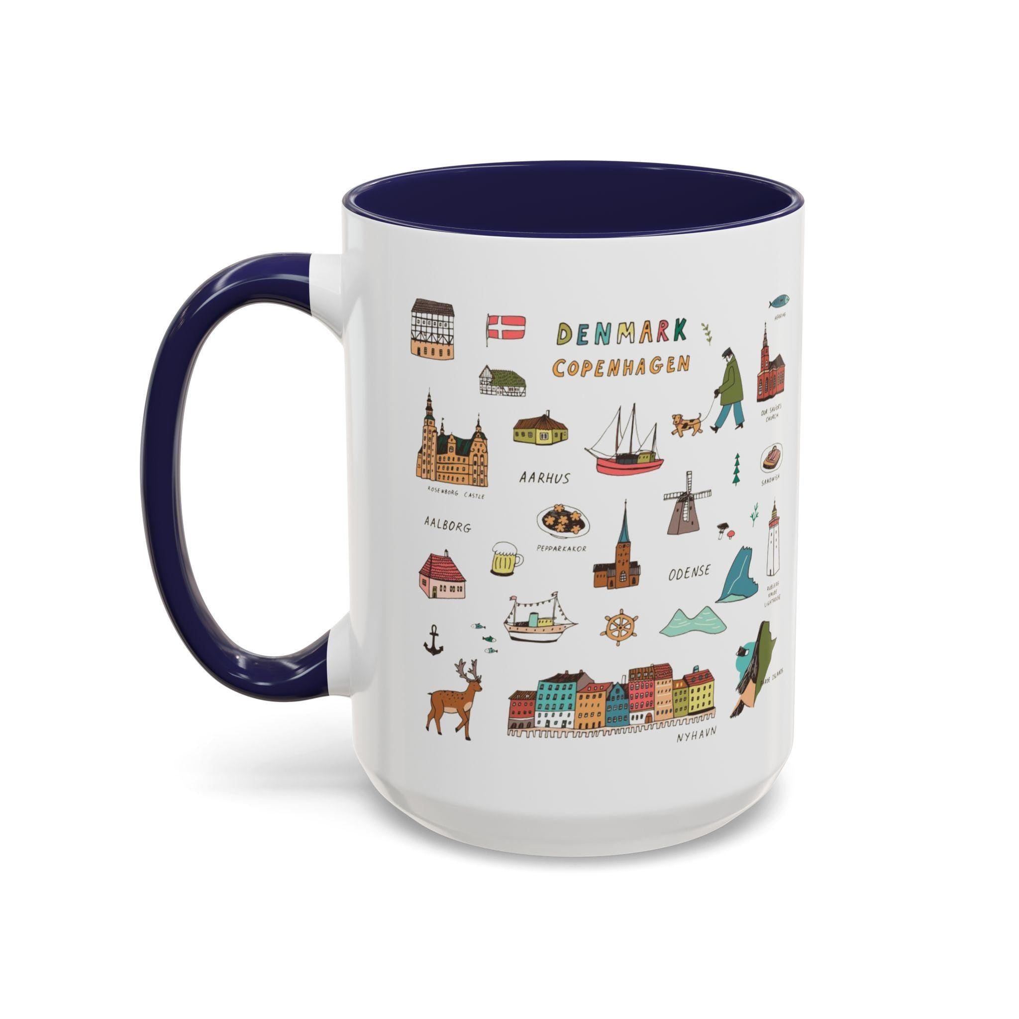 Denmark Travel Mug | Copenhagen Landmarks Cup | Scandinavian Illustration Mug | Nordic Gift