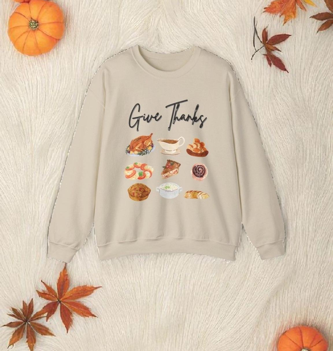 Thankful Feast Sweatshirt: Thanksgiving Food, Cozy Holiday Apparel