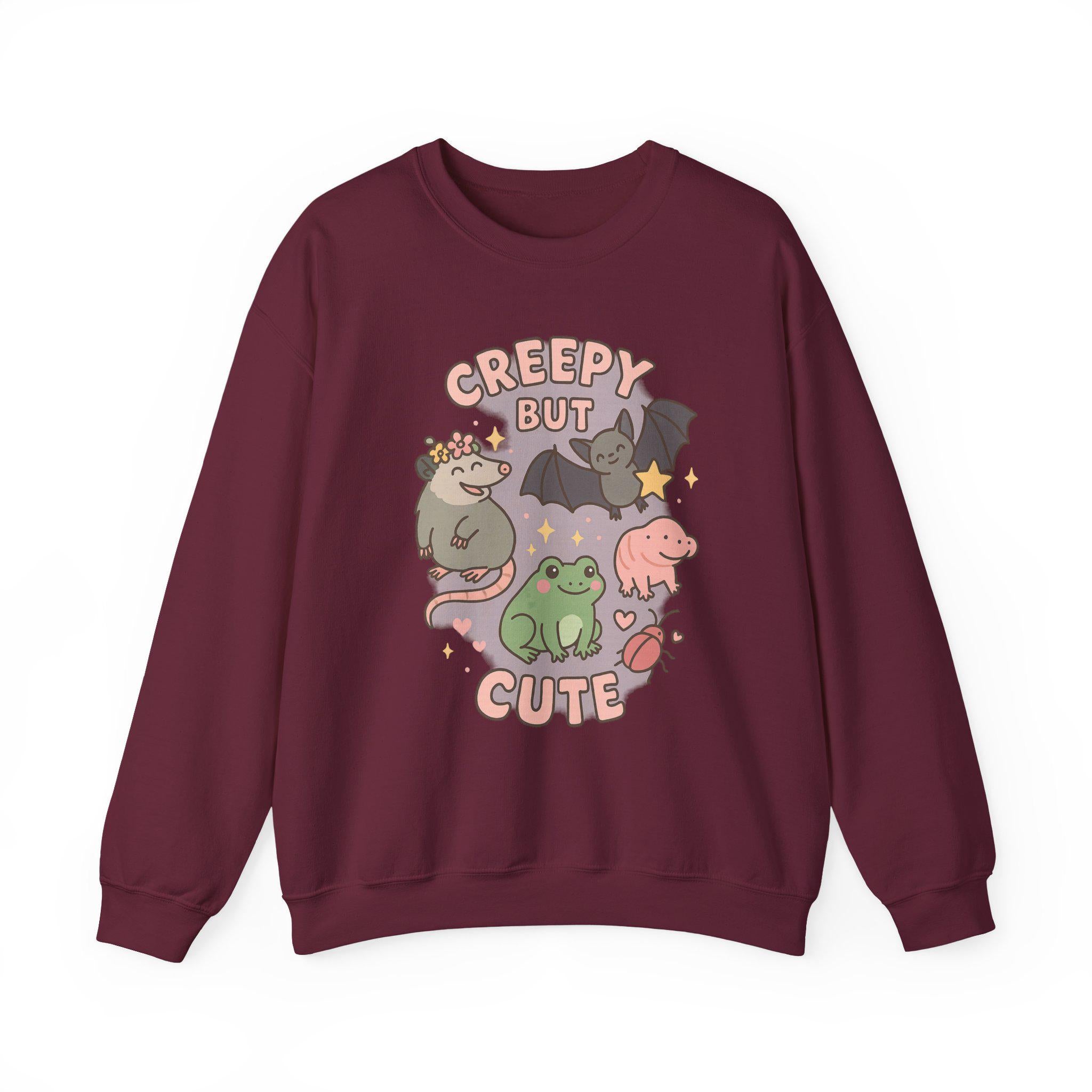 Creepy Critters Sweatshirt – Frogs, Bats & Lizards Pullover | Cottagecore Animal Sweatshirt | Cute Weird Animal Sweater | Cozy Unisex Crewne