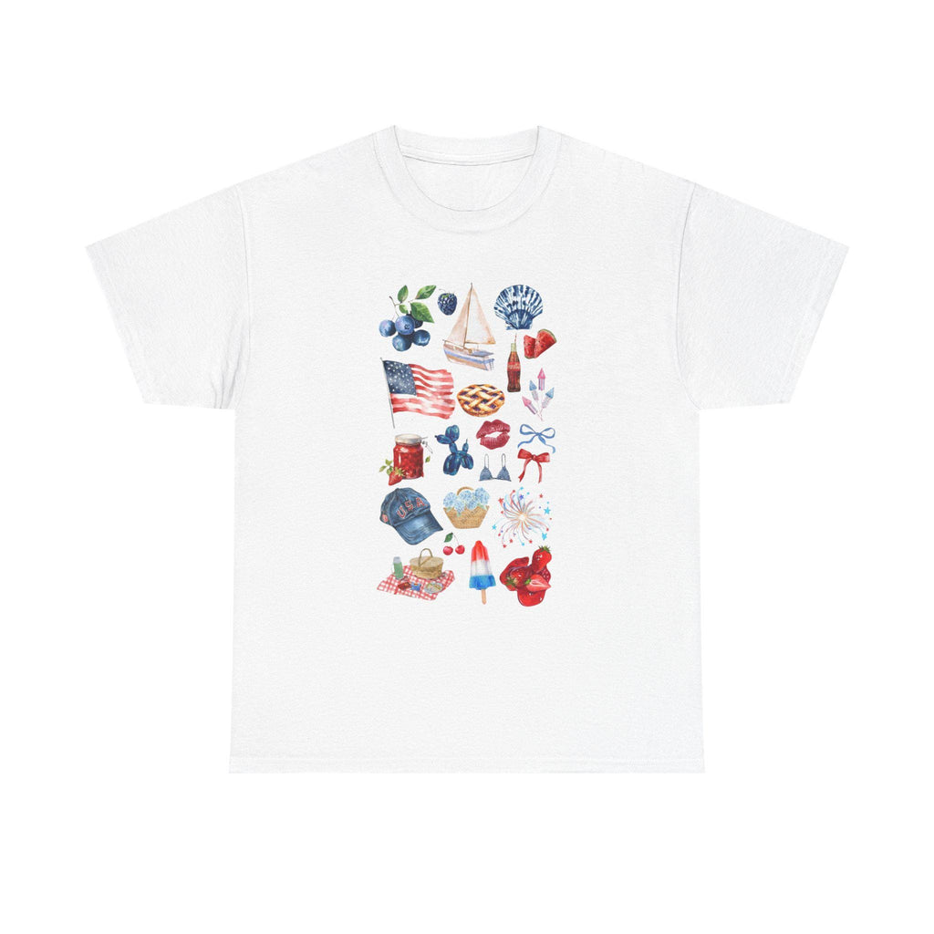 4th of July Shirt | American Pride TN Tee | Patriotic Southern Graphic | USA Red White Blue State Icons Tee Shirt | Cute Independence Day