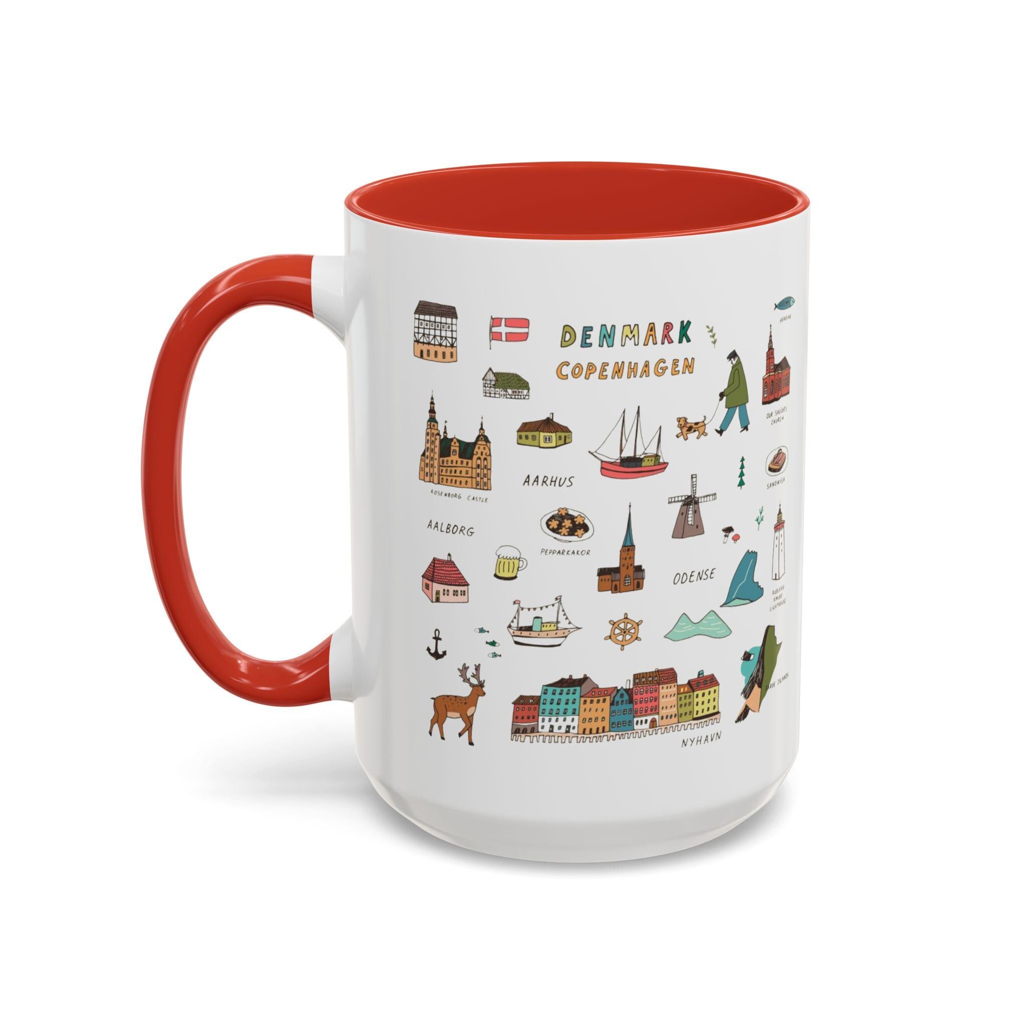 Denmark Travel Mug | Copenhagen Landmarks Cup | Scandinavian Illustration Mug | Nordic Gift