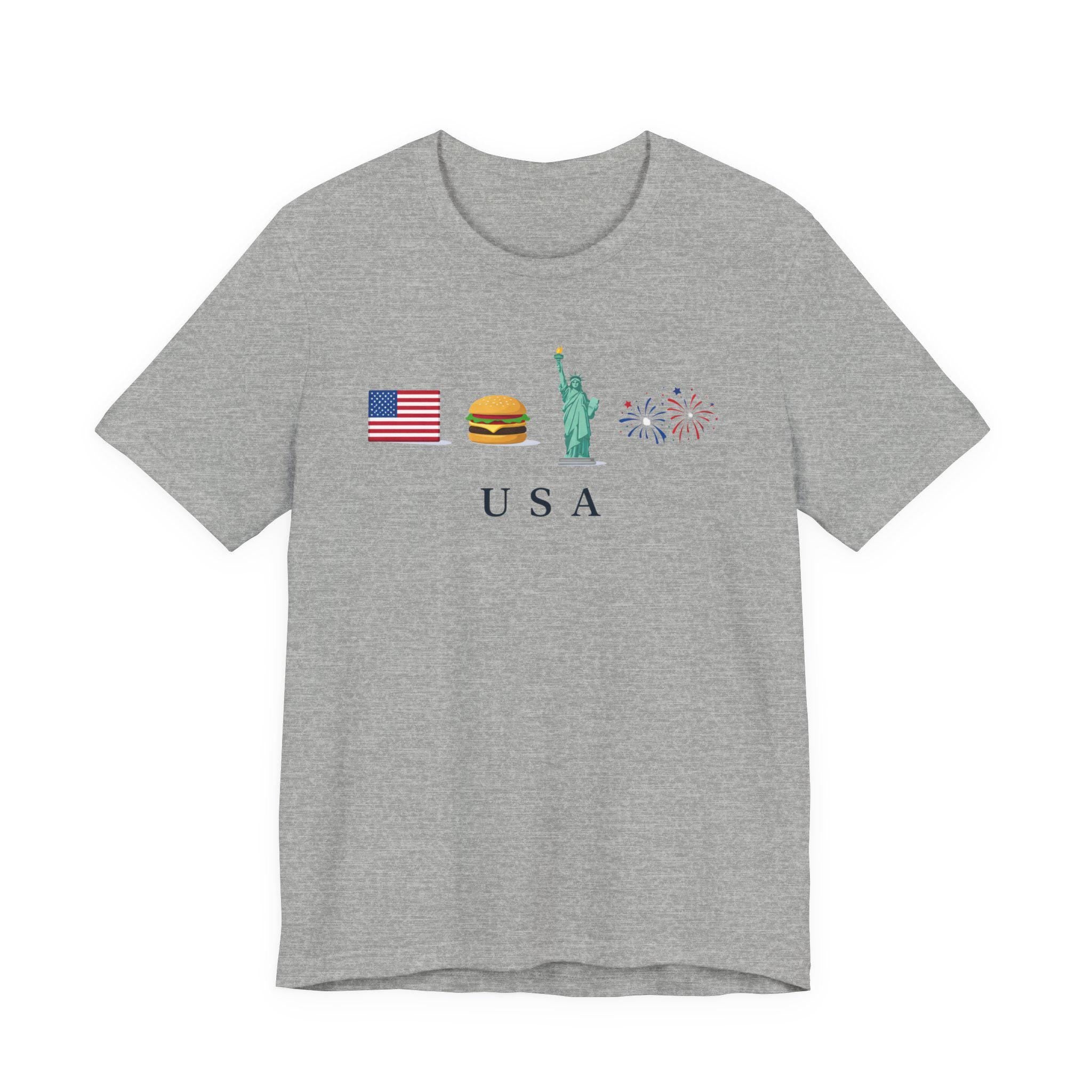 USA Graphic Shirt, America Travel Tee, Patriotic USA Shirt, Statue of Liberty Fireworks Tee, American Flag Shirt, USA Tourist Shirt, Fourth