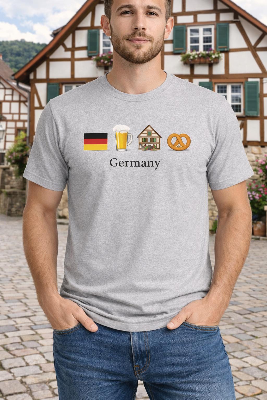 Germany Travel Shirt | German Flag Beer Pretzel Graphic Tee | Oktoberfest Shirt | Germany Vacation Shirt | German Culture T-Shirt | Europe