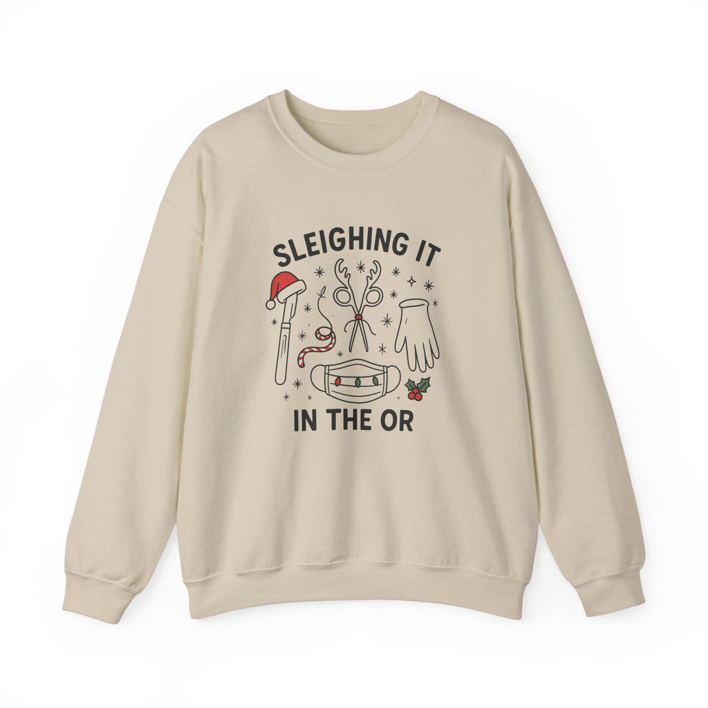 Surgery Christmas Sweatshirt – Sleighing It in the OR Crewneck, Medical Holiday Sweater for Nurses, Techs & Surgeons