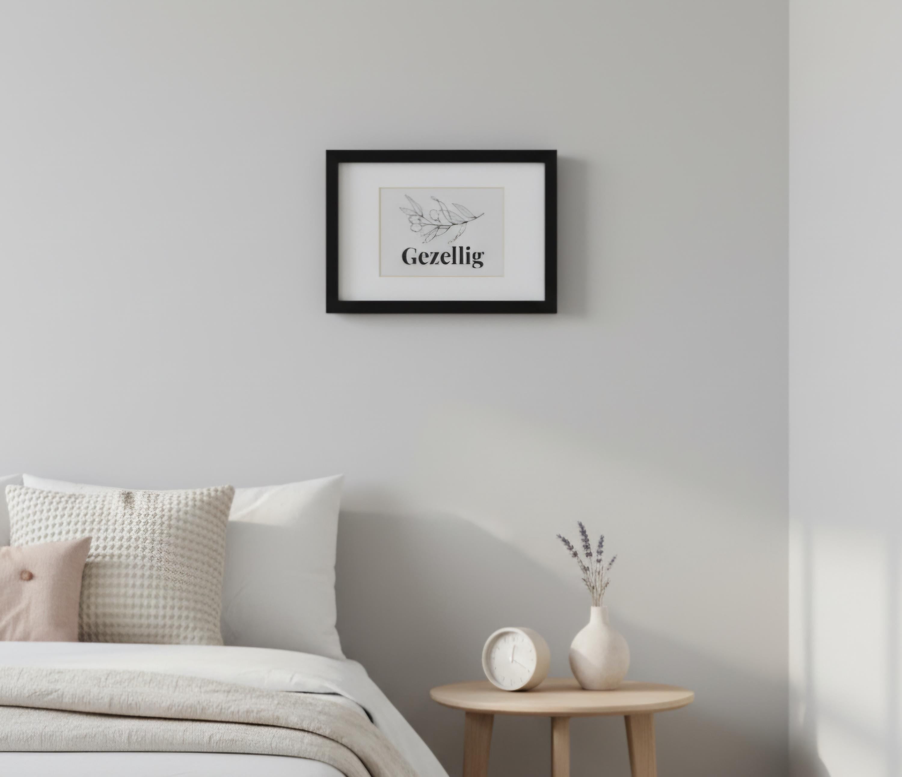Framed ‘Gezellig’ Poster • Cozy Dutch Wall Art • Minimalist Home Decor • Scandinavian Living Room Print • Nederlands