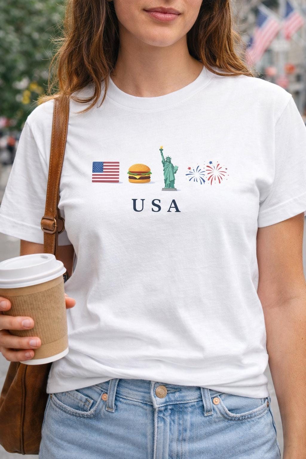 USA Graphic Shirt, America Travel Tee, Patriotic USA Shirt, Statue of Liberty Fireworks Tee, American Flag Shirt, USA Tourist Shirt, Fourth