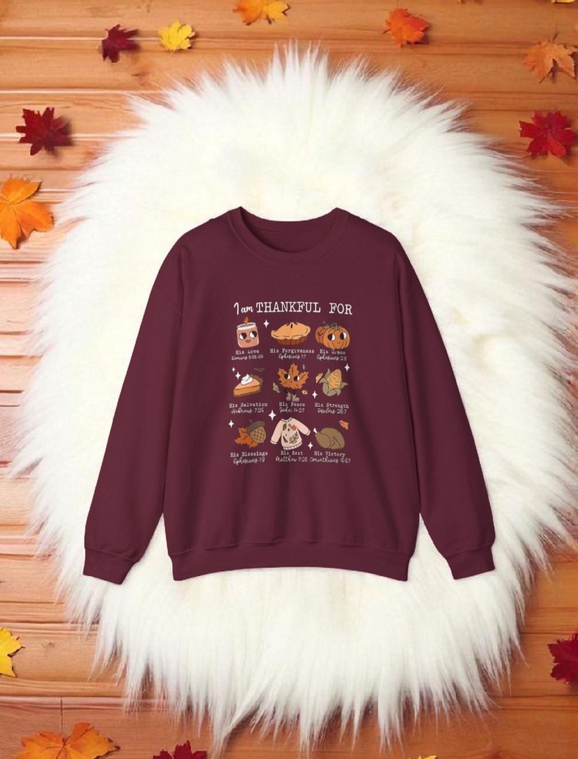 Thankful Thanksgiving Sweatshirt, Cozy Fall Crewneck, Autumn Aesthetic Sweater, Grateful Pullover, Unisex Thanksgiving Shirt