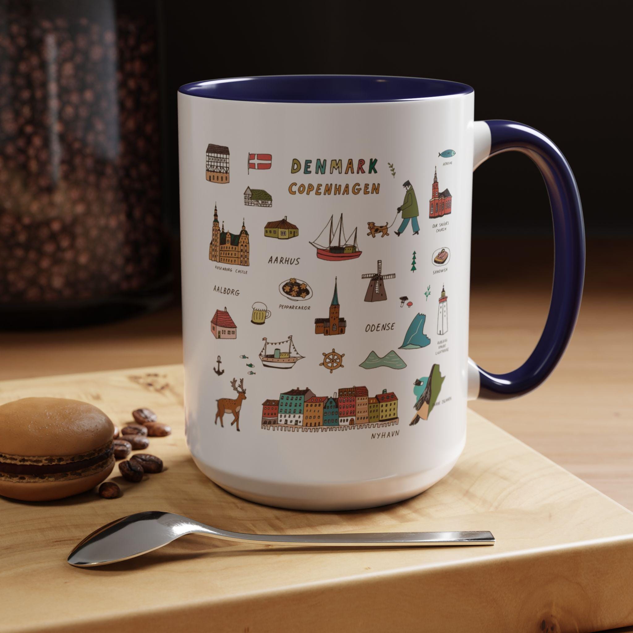 Denmark Travel Mug | Copenhagen Landmarks Cup | Scandinavian Illustration Mug | Nordic Gift