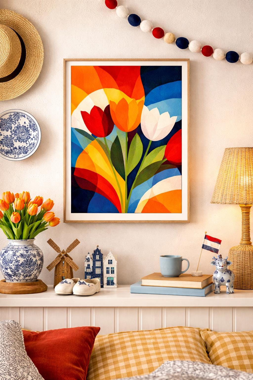 Abstract Tulip Wall Art Print | Dutch Floral Decor | Netherlands Tulip Art | Modern Scandinavian Wall Decor | Colorful Botanical Poster
