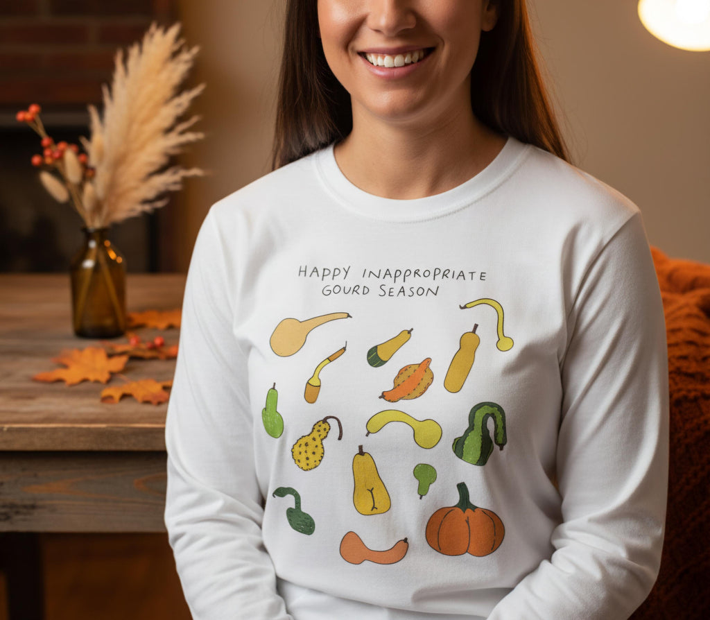 Funny Gourd Season Long Sleeve Shirt • Fall Humor Tee • Autumn Pumpkin Shirt • White Elephant Gift for Adults • Cozy Thanksgiving Long Sleev