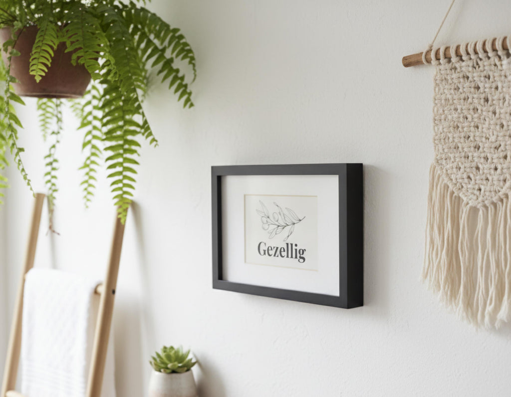 Framed ‘Gezellig’ Poster • Cozy Dutch Wall Art • Minimalist Home Decor • Scandinavian Living Room Print • Nederlands