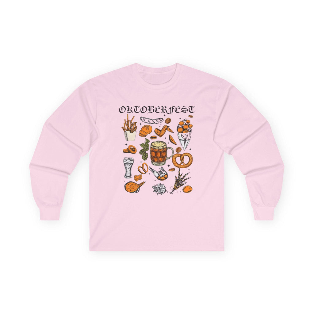 Oktoberfest Long Sleeve Shirt – German Bier & Food Graphic Tee, Bavarian Festival Top, Fall Party Shirt