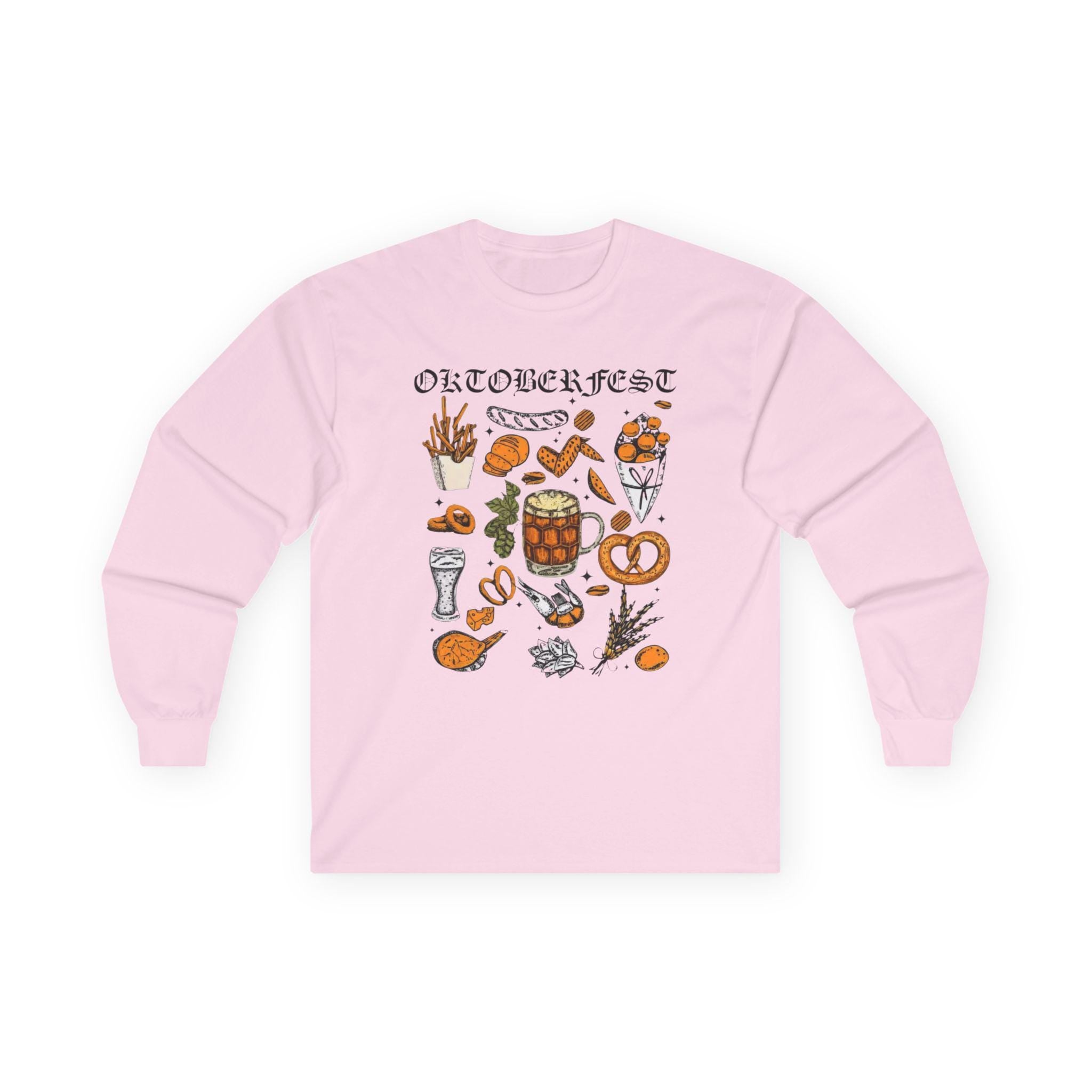Oktoberfest Long Sleeve Shirt – German Bier & Food Graphic Tee, Bavarian Festival Top, Fall Party Shirt