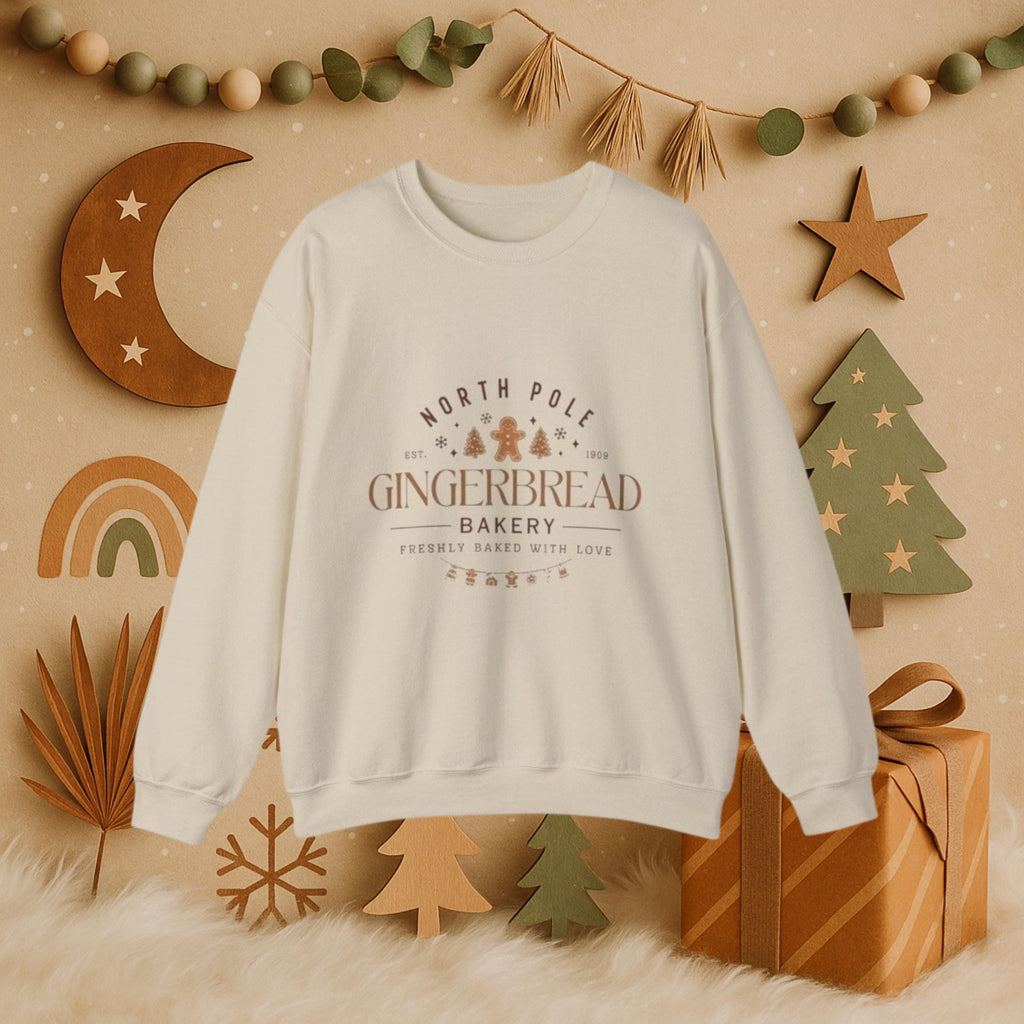 Gingerbread Man Christmas Sweatshirt • North Pole Bakery Crewneck • Cute Cozy Holiday Sweater • Festive Gingerbread Cookie Shirt
