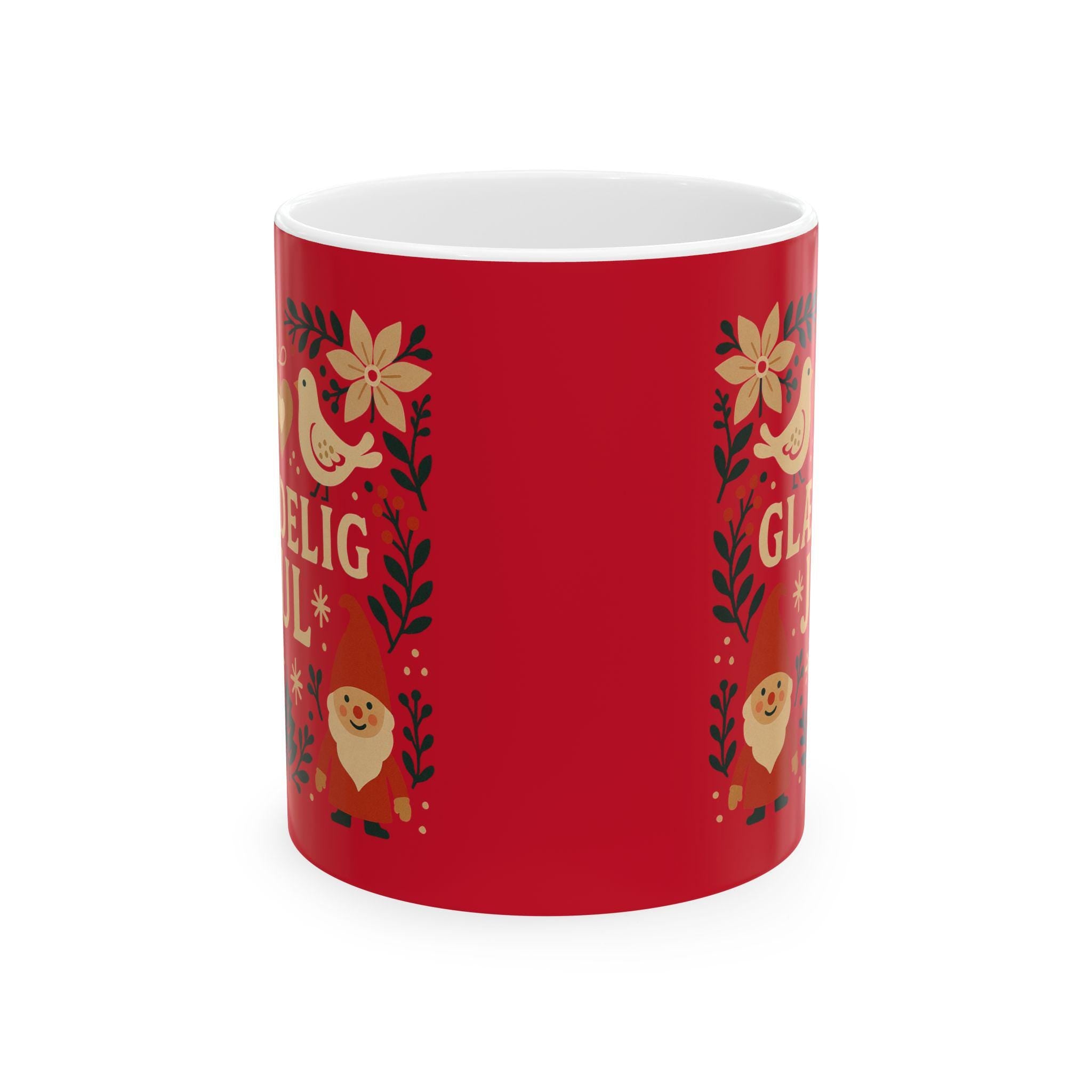 Danish Christmas Mug | Hygge Holiday Coffee Cup | Scandinavian Winter Design | Cozy Red Jul Mug