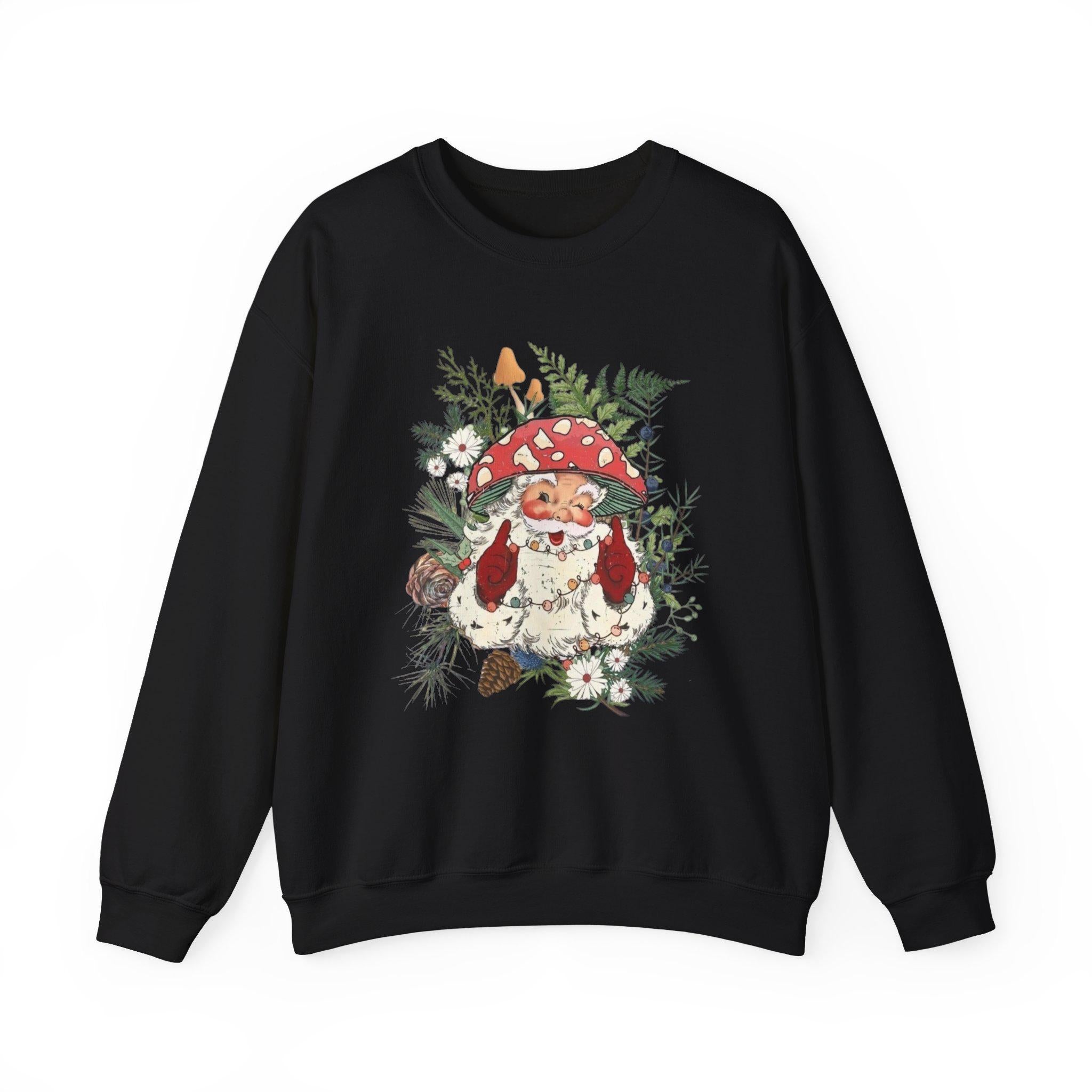 Cottagecore Mushroom Santa Sweatshirt • Whimsical Christmas Crewneck • Cozy Vintage Holiday Sweater • Cute Fairycore Xmas Gift