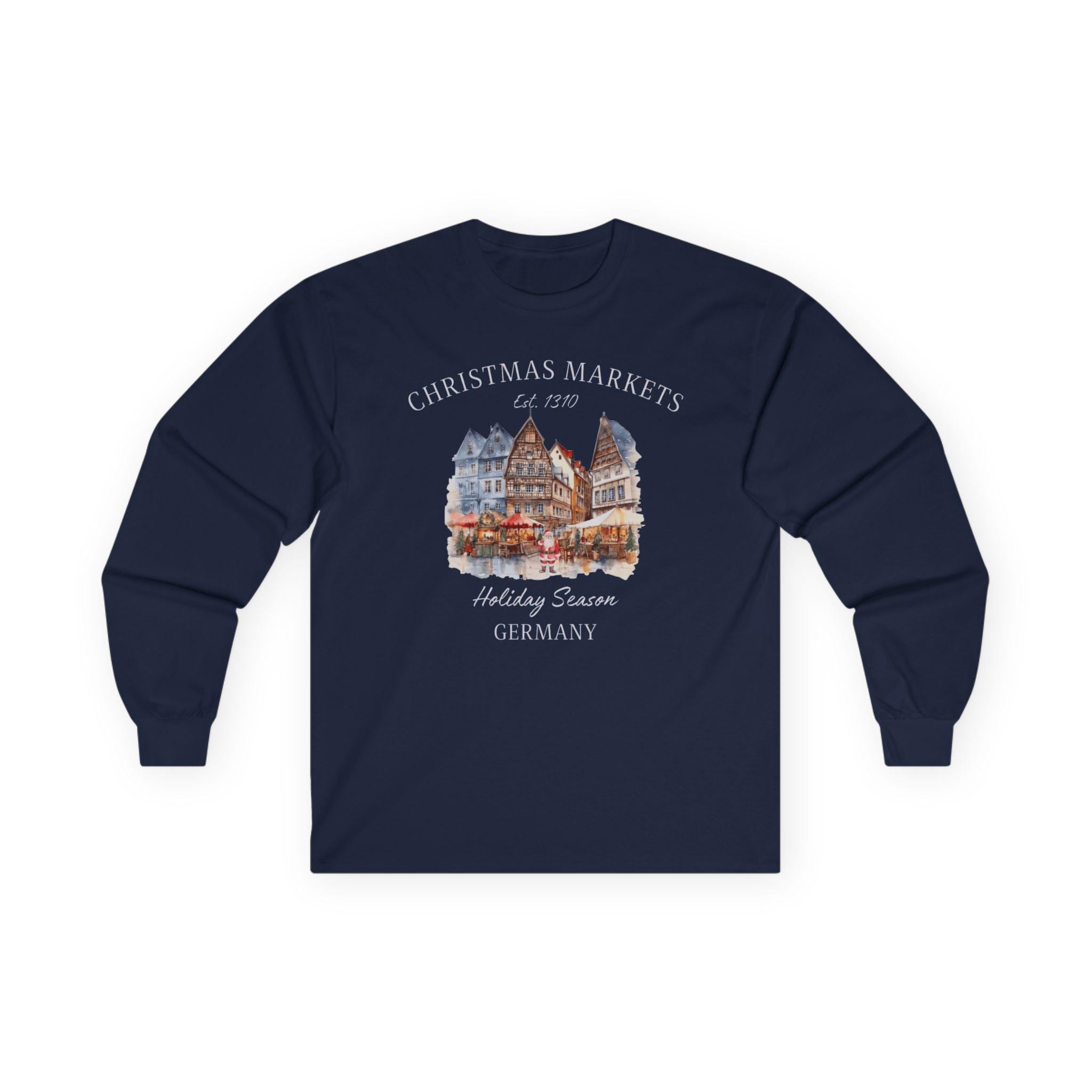 German Christmas Market Long Sleeve Shirt – Bavarian Weihnachtsmarkt Tee, Cozy Holiday Market Apparel