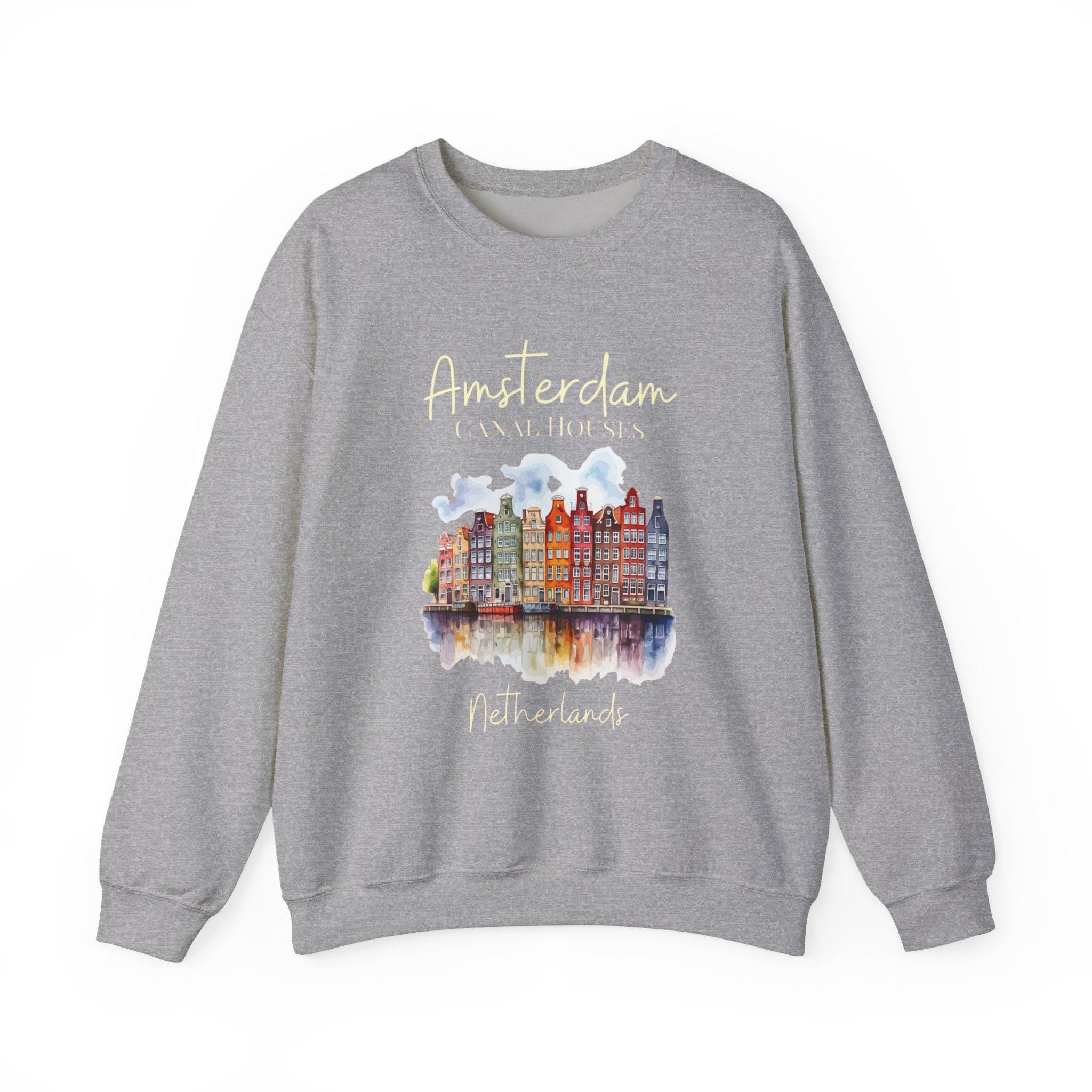 Amsterdam Canal Houses Sweatshirt • Dutch Architecture Crewneck • Cozy Netherlands Cityscape Pullover • Holland Travel Gift