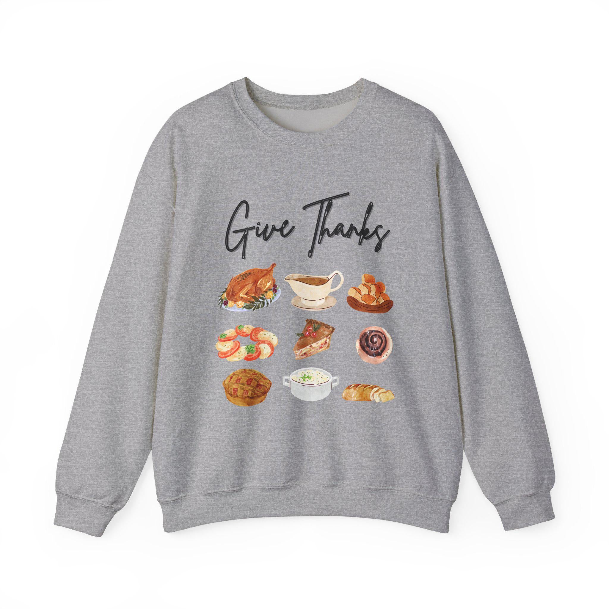Thankful Feast Sweatshirt: Thanksgiving Food, Cozy Holiday Apparel
