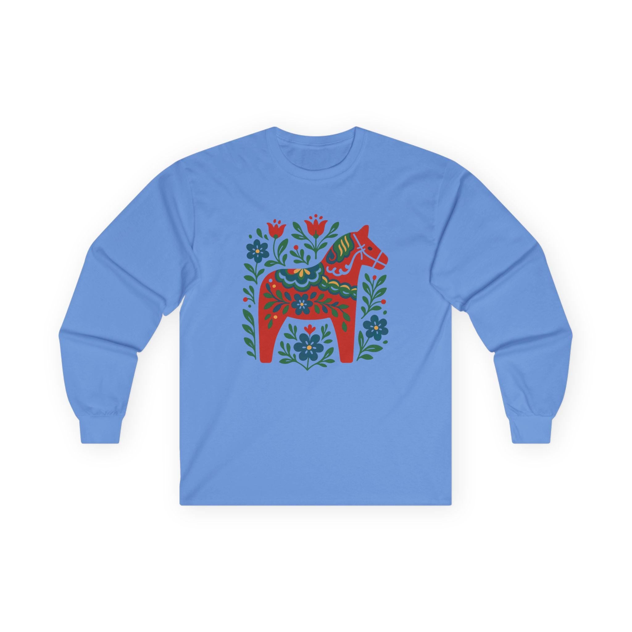 Scandinavian Dala Horse Shirt | Nordic Folk Art T Shirt | Minimal Swedish Design | Cozy Hygge Style Tee
