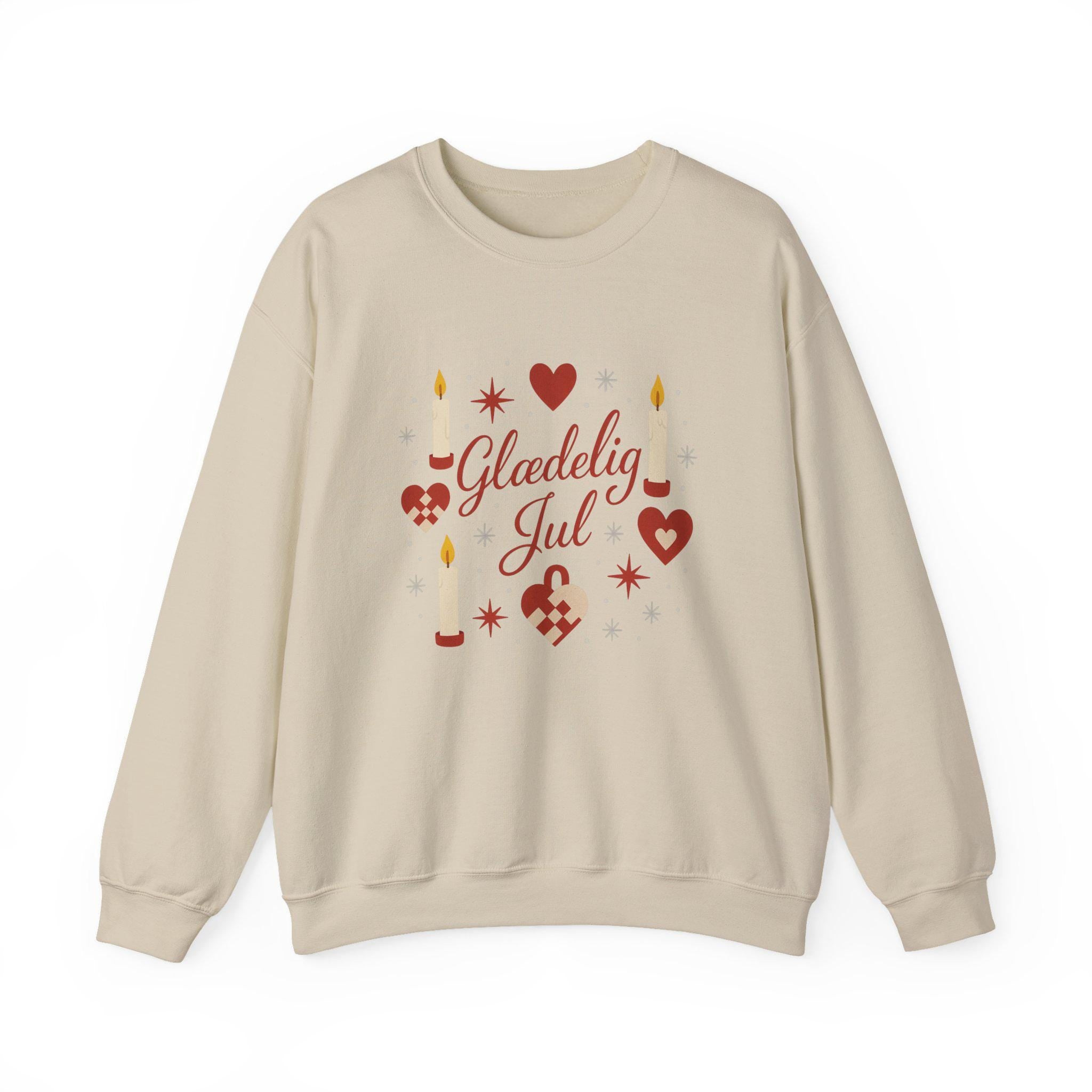 Gledelig Jul Crewneck Sweatshirt, Cozy Winter Holiday Apparel