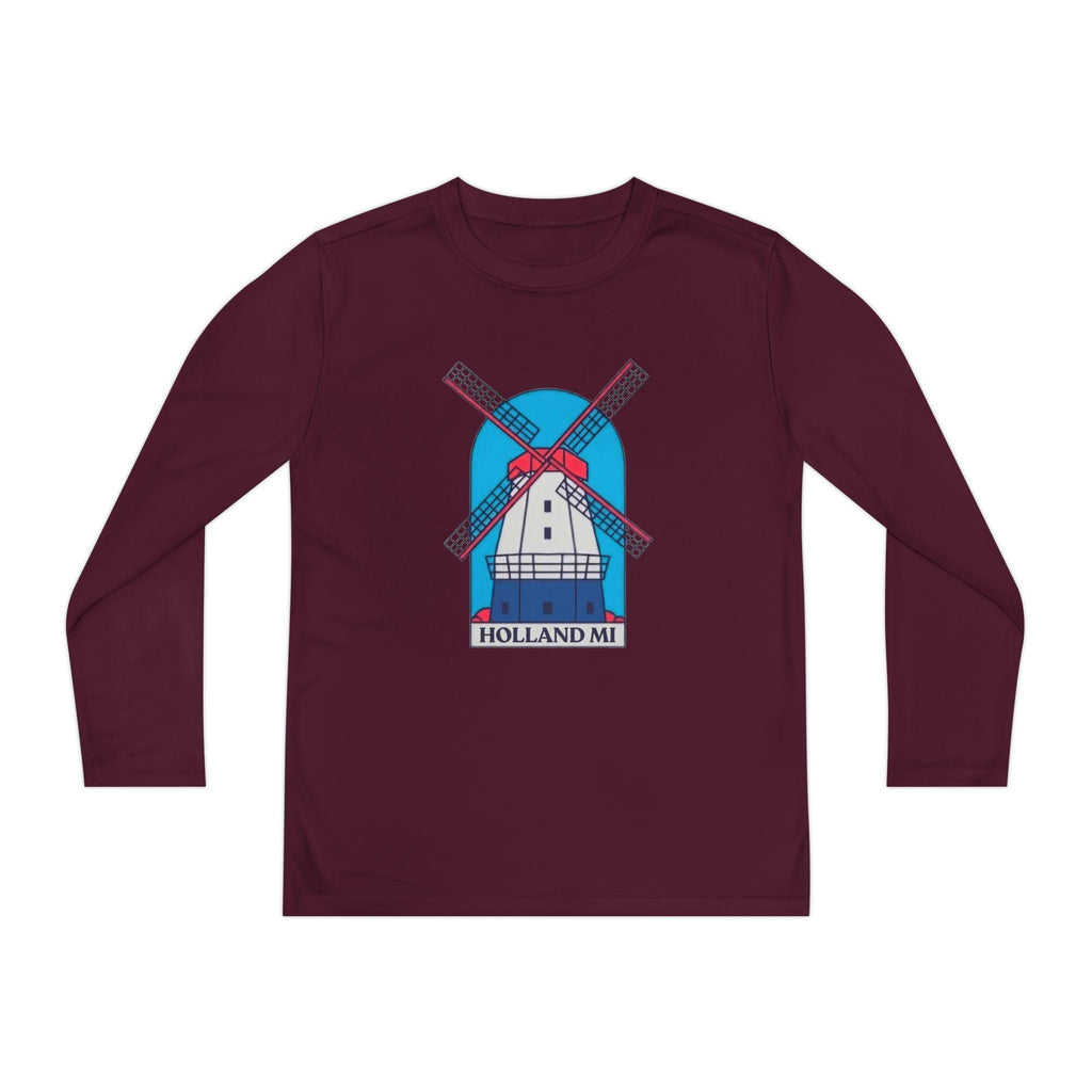 Kids Holland Windmill Long Sleeve Shirt • Dutch Travel Tee • Netherlands Windmill Design • Youth Explorer Outfit