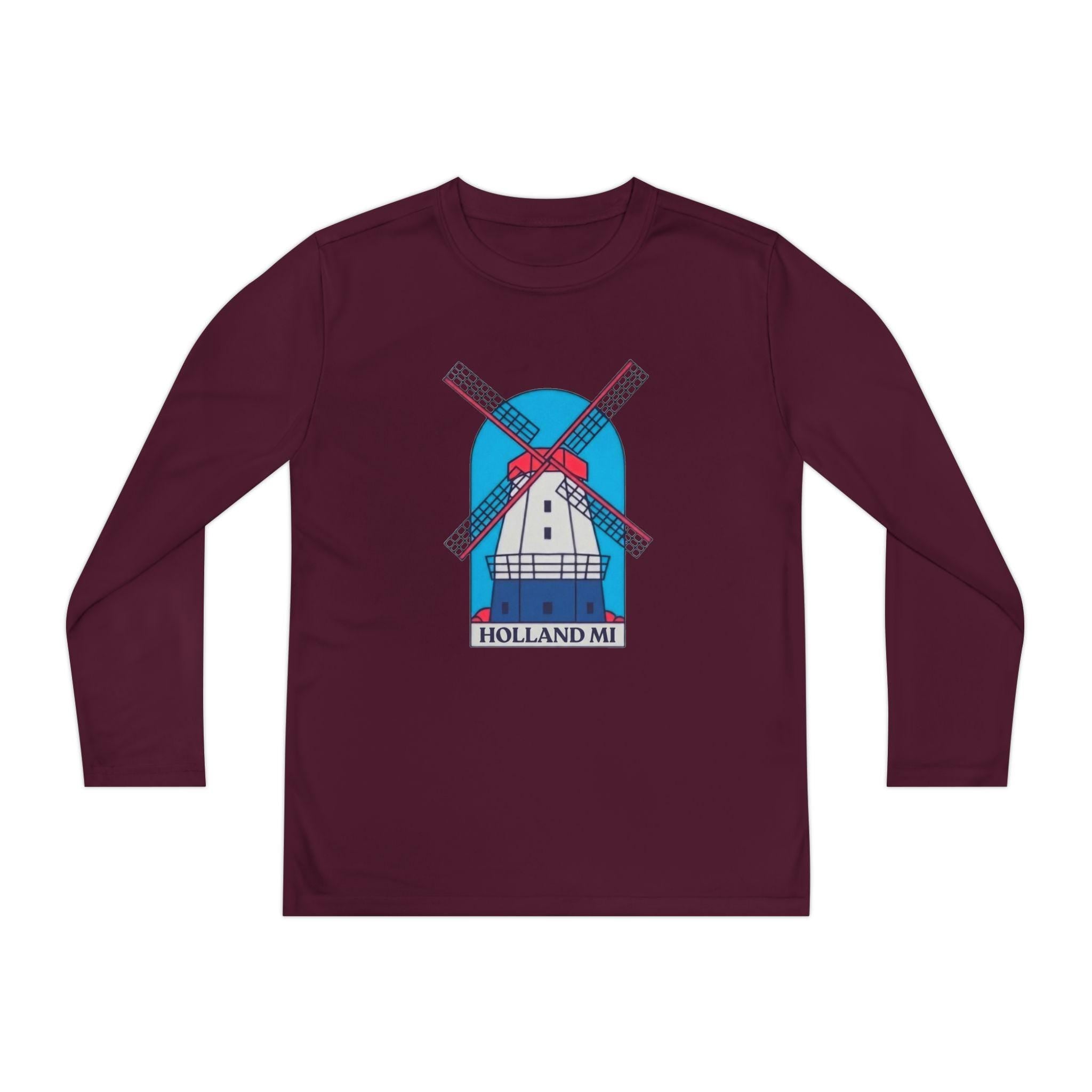 Kids Holland Windmill Long Sleeve Shirt • Dutch Travel Tee • Netherlands Windmill Design • Youth Explorer Outfit
