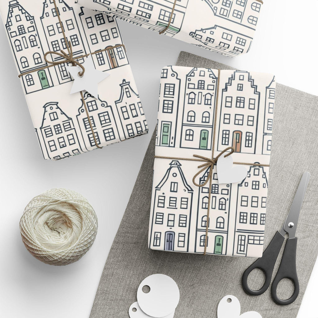 Dutch Canal House Wrapping Paper | Netherlands Gift Wrap | European Aesthetic Gift Paper | Year Round Neutral Wrap