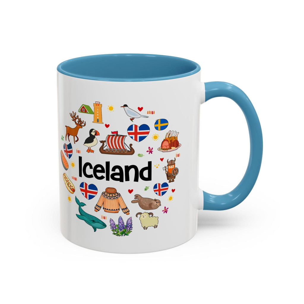 Iceland Icons Coffee Mug | Iceland Travel Souvenir Mug | Nordic Illustration Accent Mug | Scandinavian Gift for Travelers