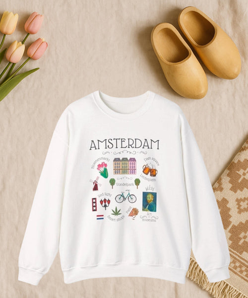 Amsterdam Sweatshirt • Dutch Souvenir Crewneck • Netherlands Travel Gift • Cozy Holland Sweater