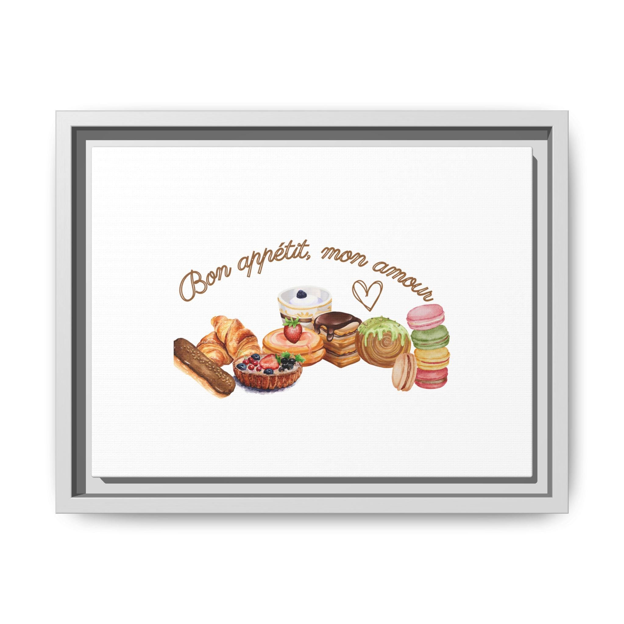 French Desserts Canvas Wall Art: Bon Appétit Mon Amour Kitchen Decor