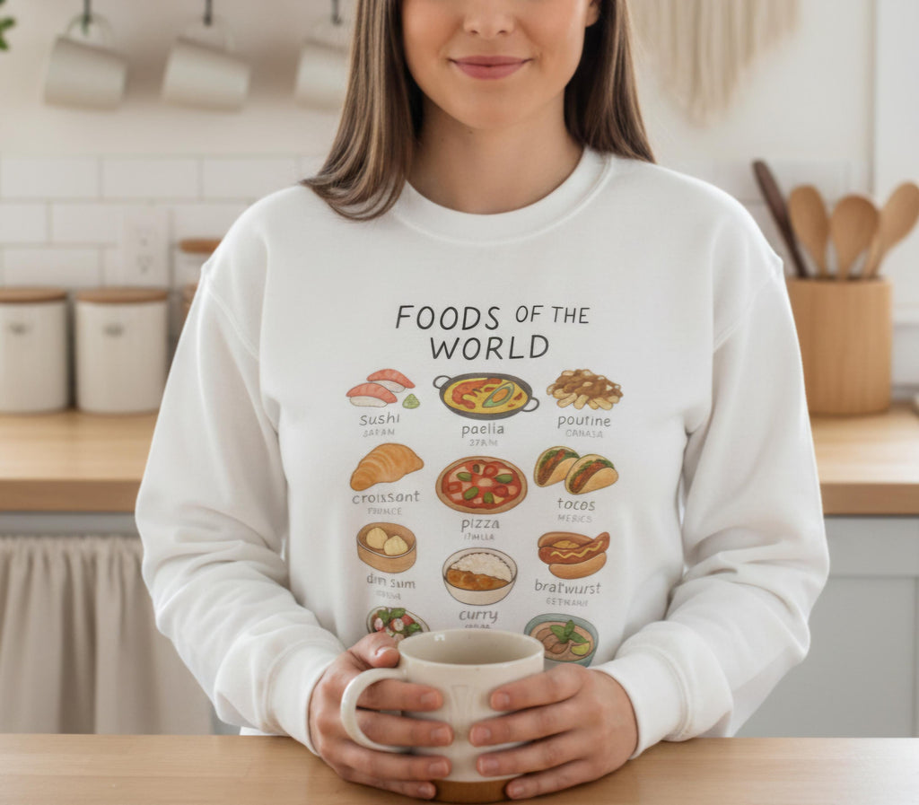 Foodie Sweatshirt | World Cuisine Pullover | Chef Gift | Culinary Aesthetic Sweatshirt for Food Lovers