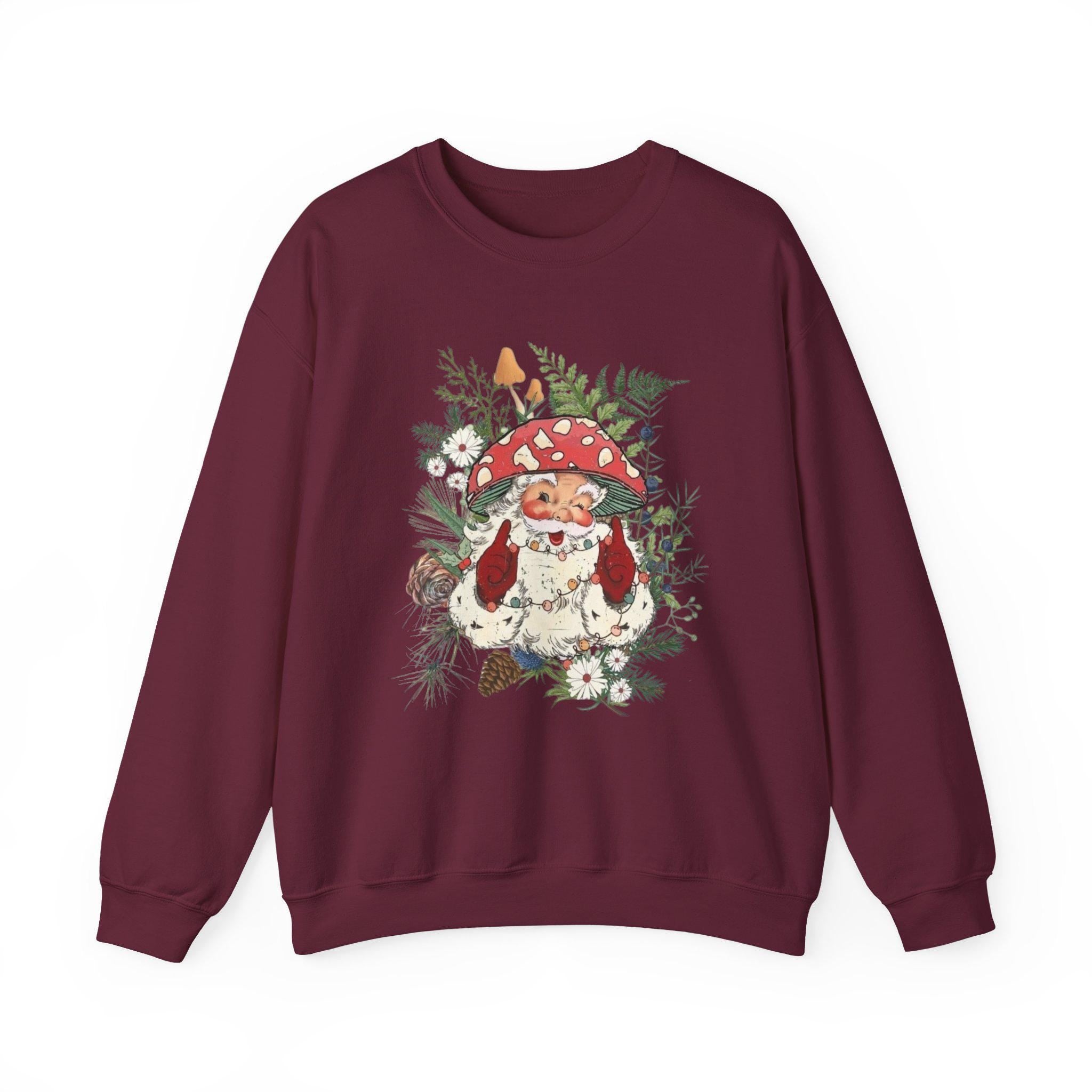 Cottagecore Mushroom Santa Sweatshirt • Whimsical Christmas Crewneck • Cozy Vintage Holiday Sweater • Cute Fairycore Xmas Gift
