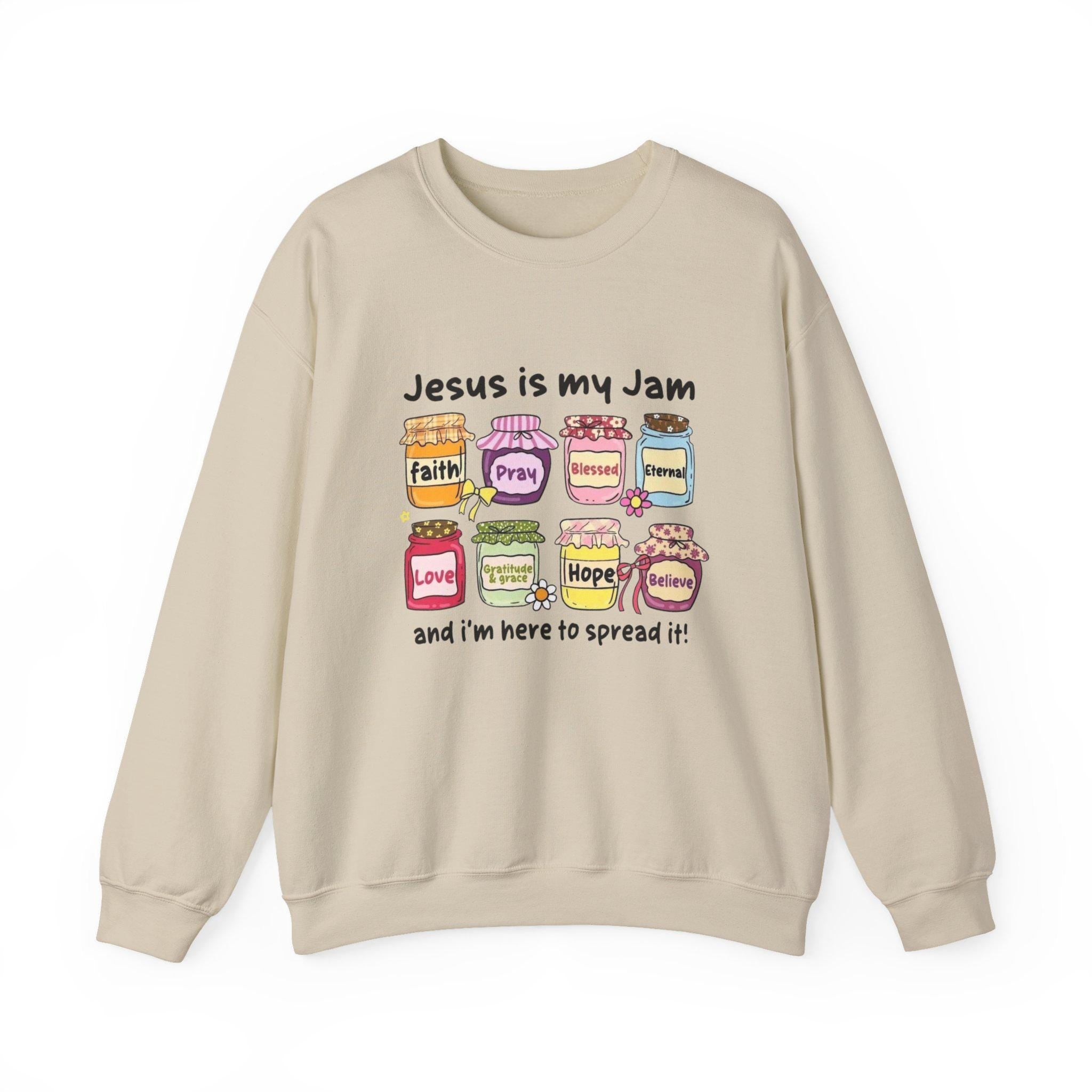 Jesus Is My Jam Sweatshirt – Cute Christian Sweater, Faith-Inspired Crewneck, Religious Gift for Women & Teens