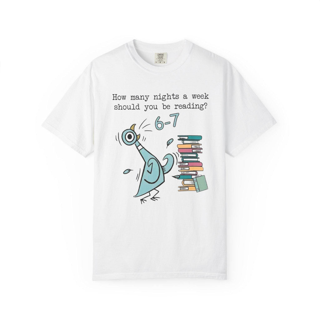 Funny Reading Teacher Shirt, How Many Nights a Week Should You Be Reading, 6 7 Pigeon Book Lover Tee , Cute Classroom Literacy T Shirt