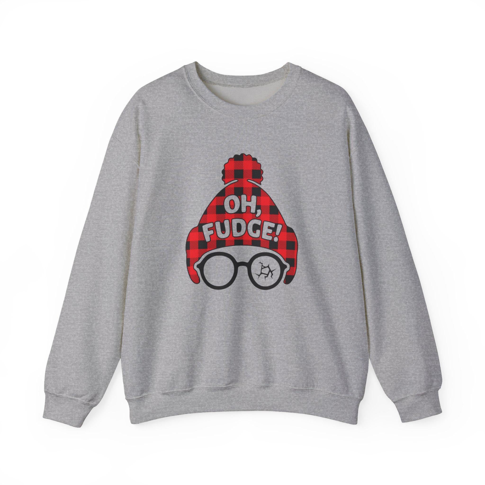 Funny "Oh Fudge" Christmas Sweatshirt – Holiday Movie Quote Crewneck, Cute Winter Humor Sweater, Christmas Story Gift, Unisex Pullover