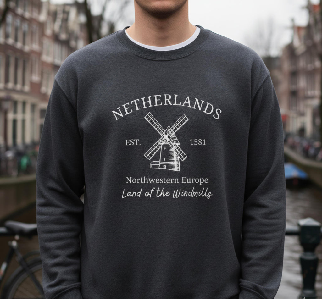 Gezellig Amsterdam Sweatshirt – Cozy Dutch Graphic Pullover, Netherlands Skyline Sweater, Cute Travel Gift