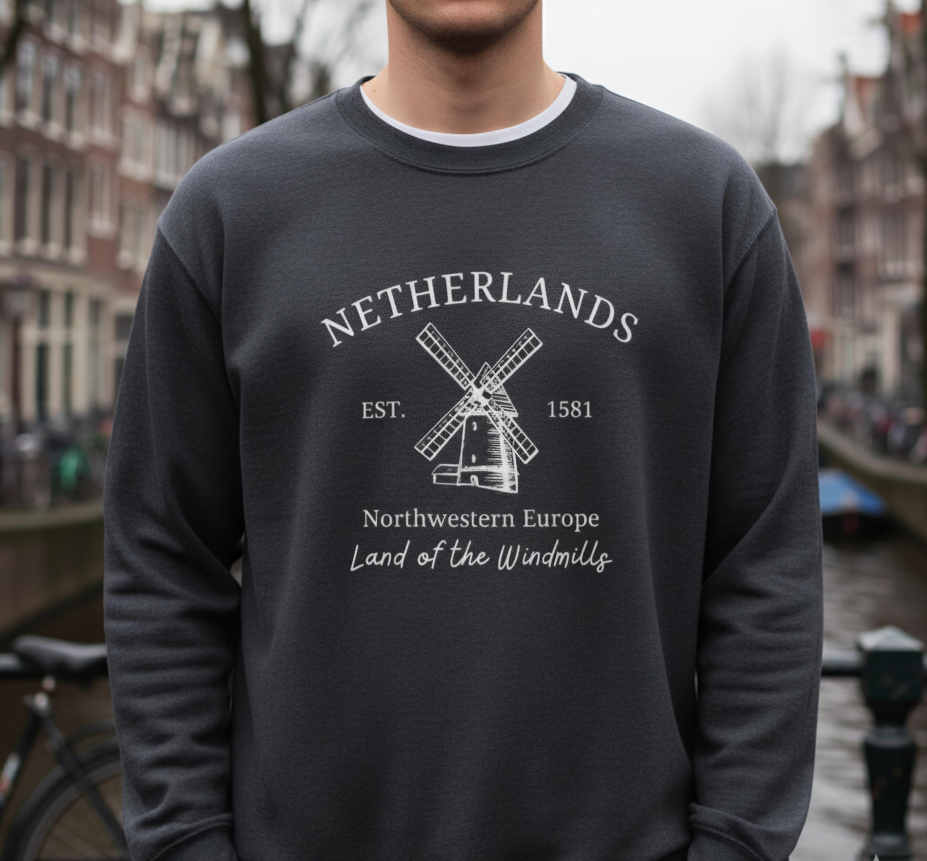 Gezellig Amsterdam Sweatshirt – Cozy Dutch Graphic Pullover, Netherlands Skyline Sweater, Cute Travel Gift
