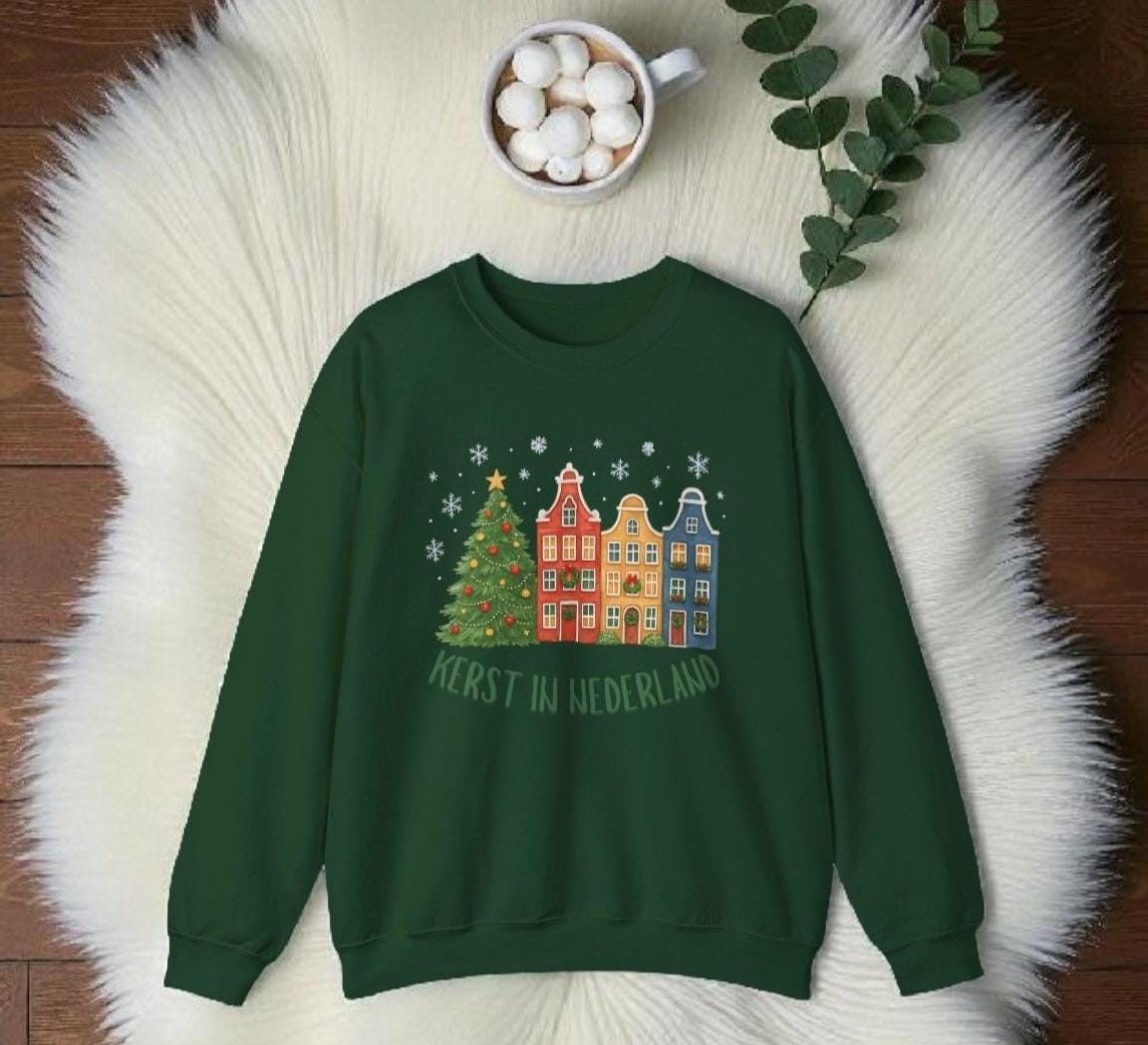Dutch Christmas Sweatshirt – Amsterdam Winter Holiday Sweater – Netherlands Christmas Jumper – Dutch Canal Houses Pullover – European Holida