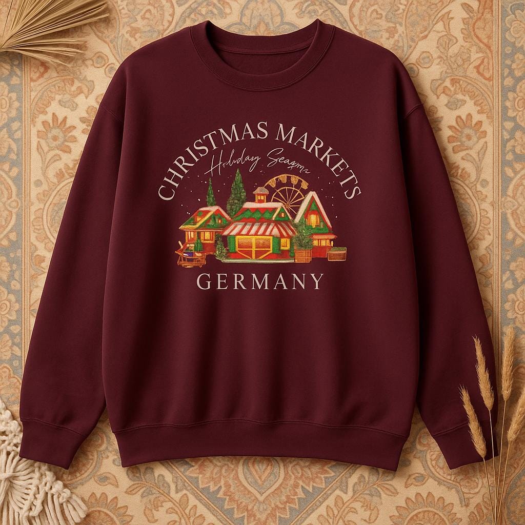 German Christmas Market Sweatshirt • Cozy Bavarian Holiday Crewneck • European Winter Market Sweater • Festive Holiday Travel Shirt