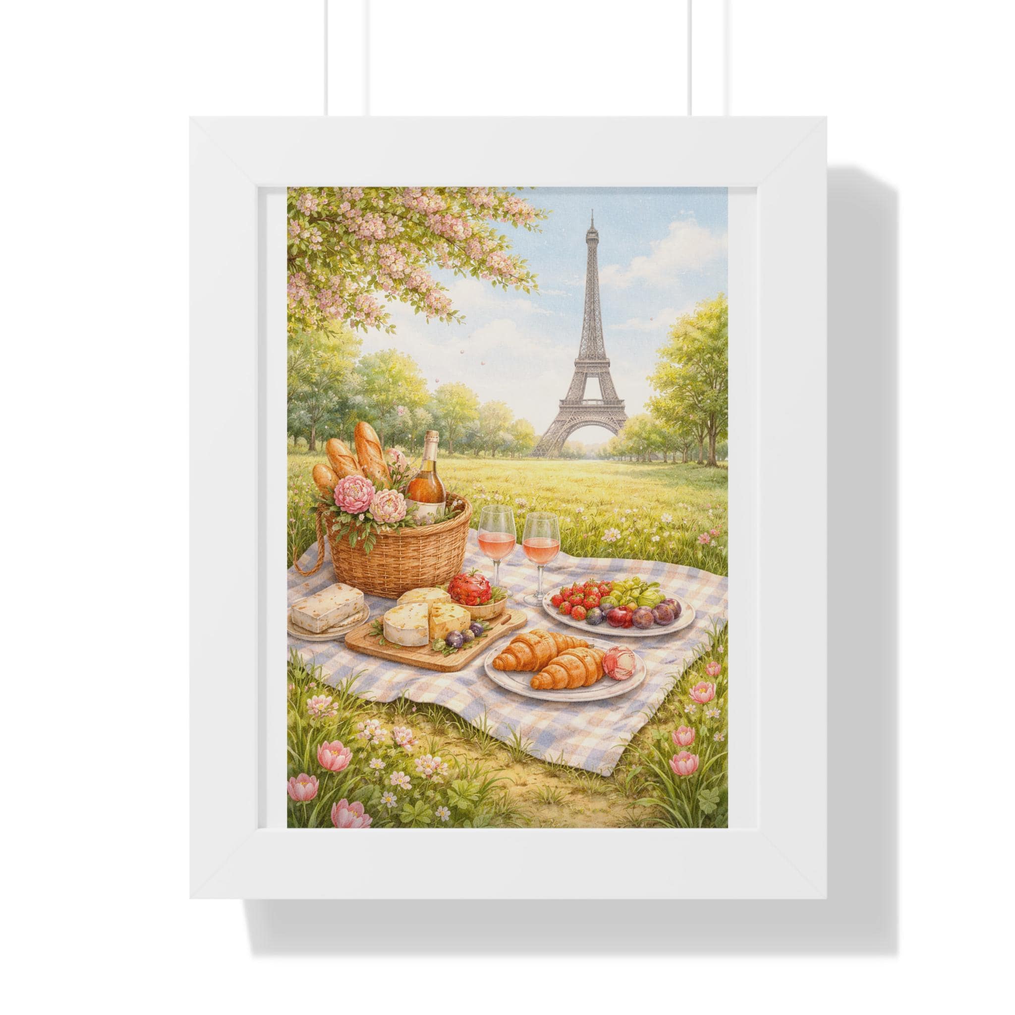 French Picnic Wall Art | Paris Eiffel Tower Print | Cottagecore Picnic Aesthetic | Spring Paris Decor | Whimsical French Art